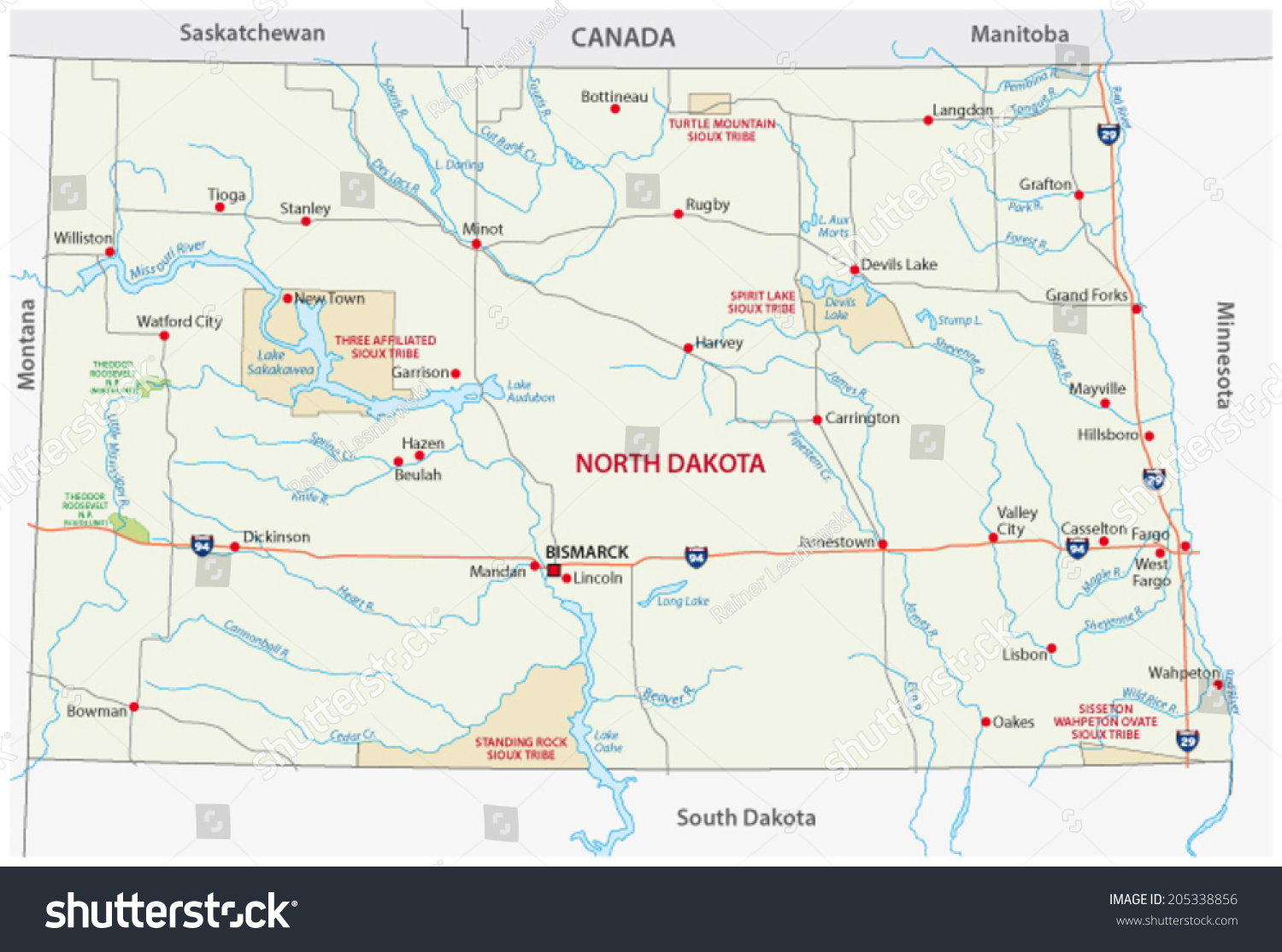 North Dakota Indian Reservation Map Stock Vector (Royalty Free ...