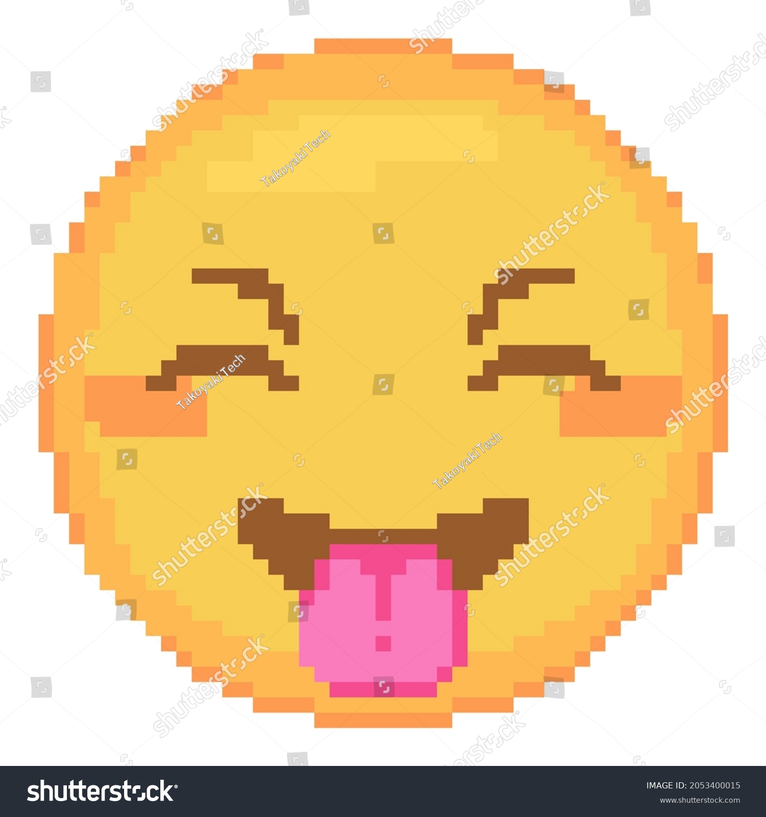 Pixel Art Teasing Emoji Face Icon Stock Vector (Royalty Free ...