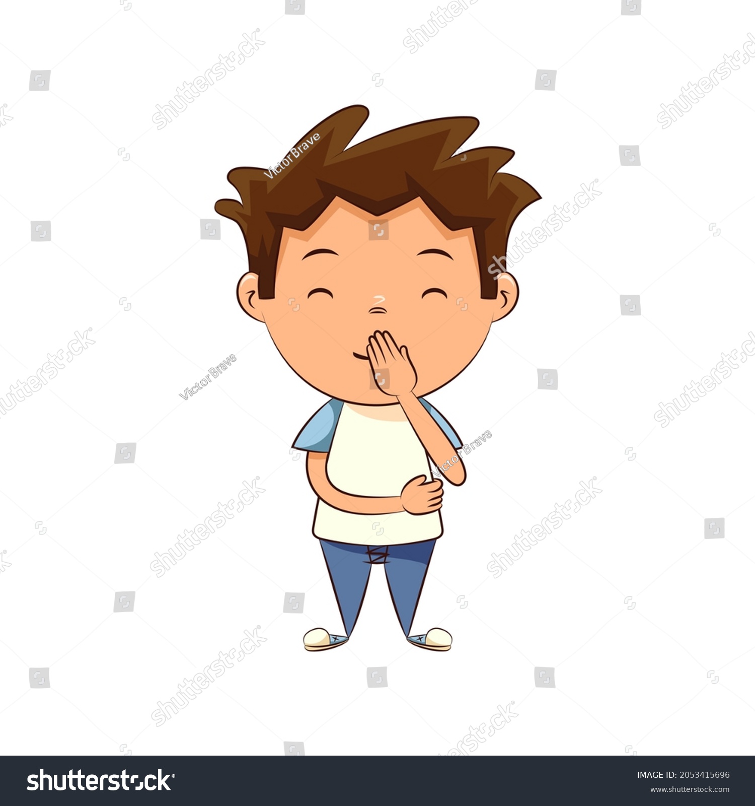 Child Hiding Laugh Gesture Vector Illustration Stock Vector (Royalty ...