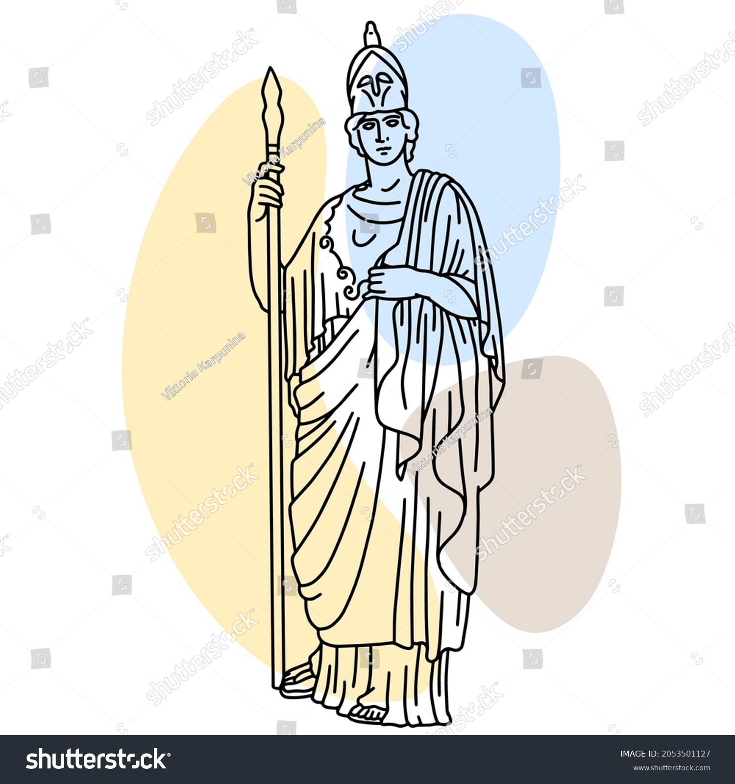 Vector Illustration Antique Statue Athena Giustiniani Stock Vector ...