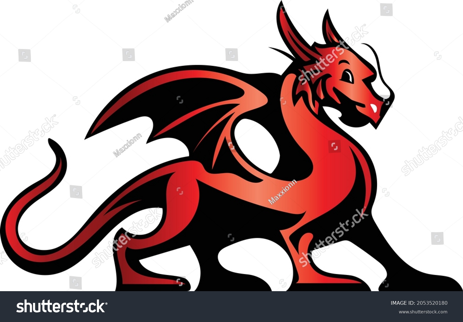 Red Dragon Mascot Esport Logo Design Stock Vector (royalty Free 