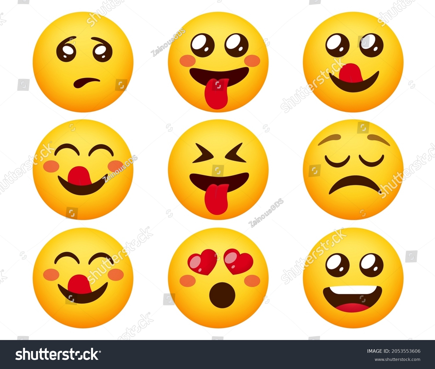 Emoticon Character Vector Set Emoticons Emotion Stock Vector (Royalty ...