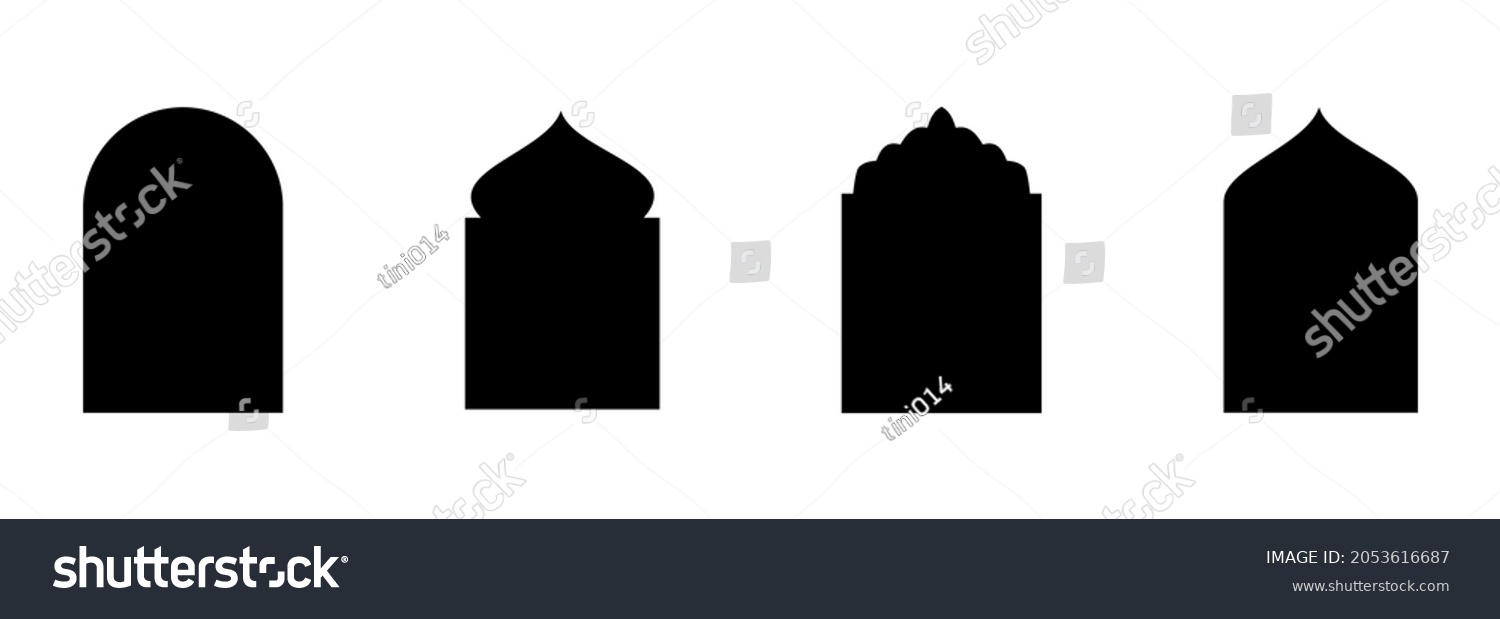 Islamic Window Icon Set Islamic Window Stock Vector (Royalty Free ...