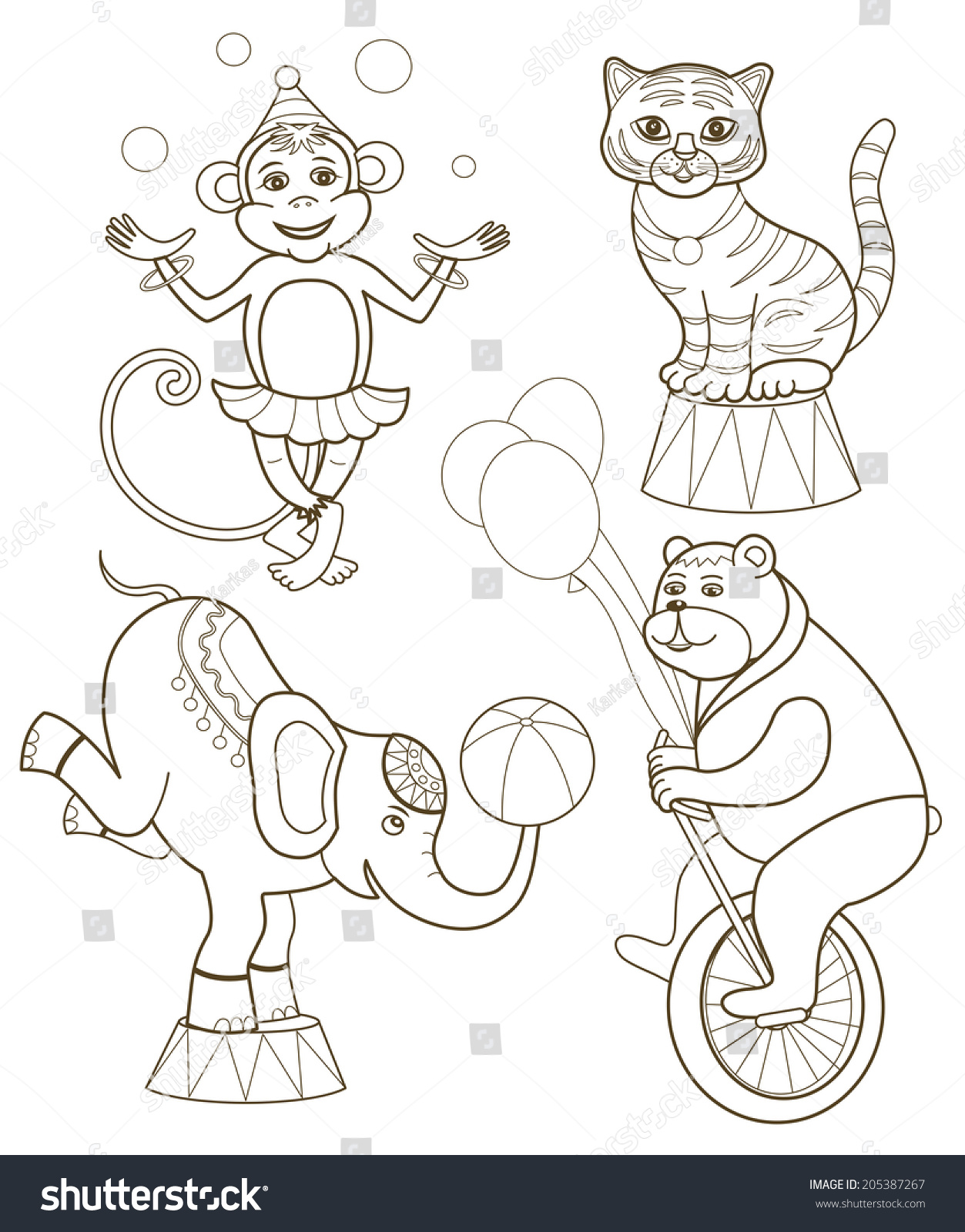 Цирковые персонажи для рисования