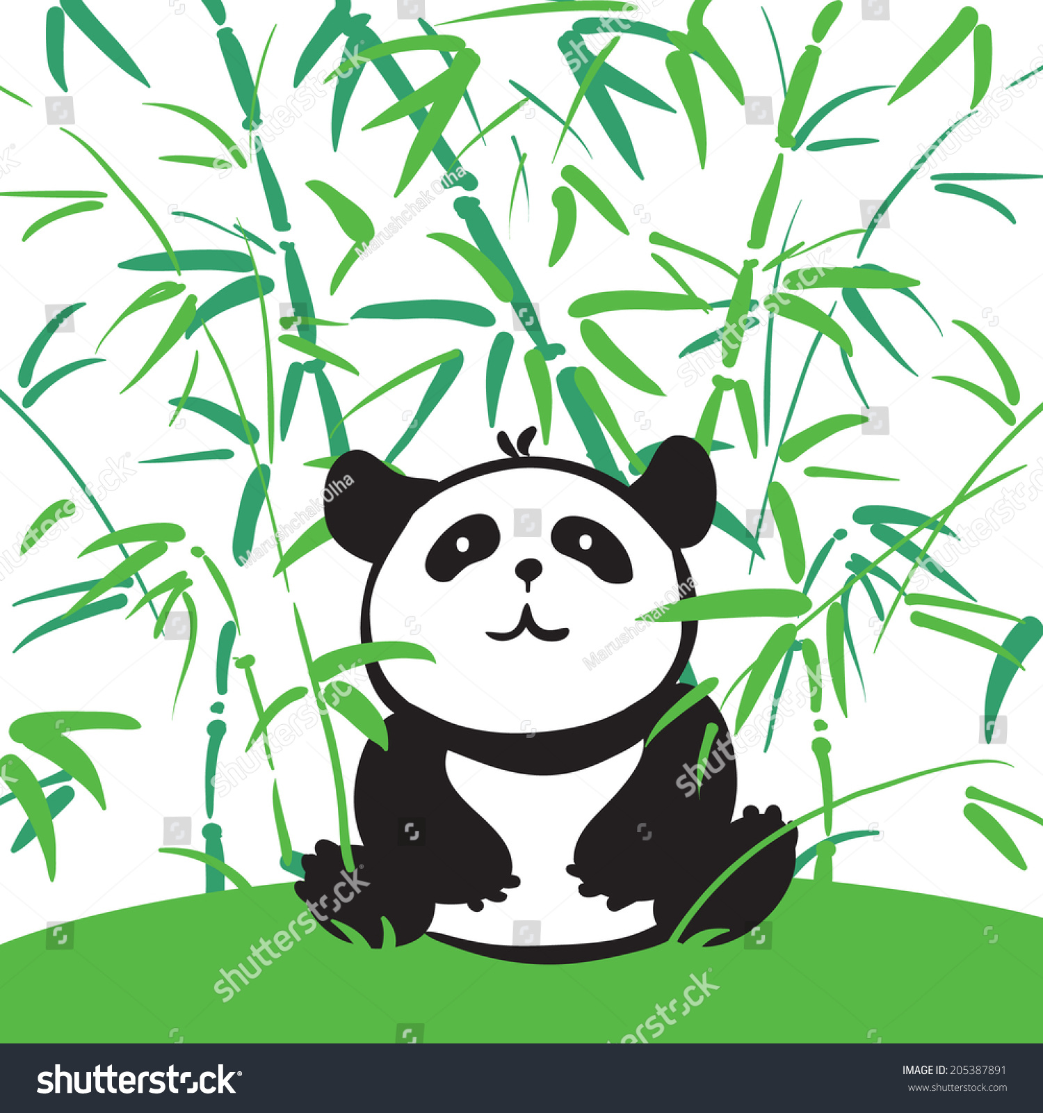 Панда карандашом с бамбуком