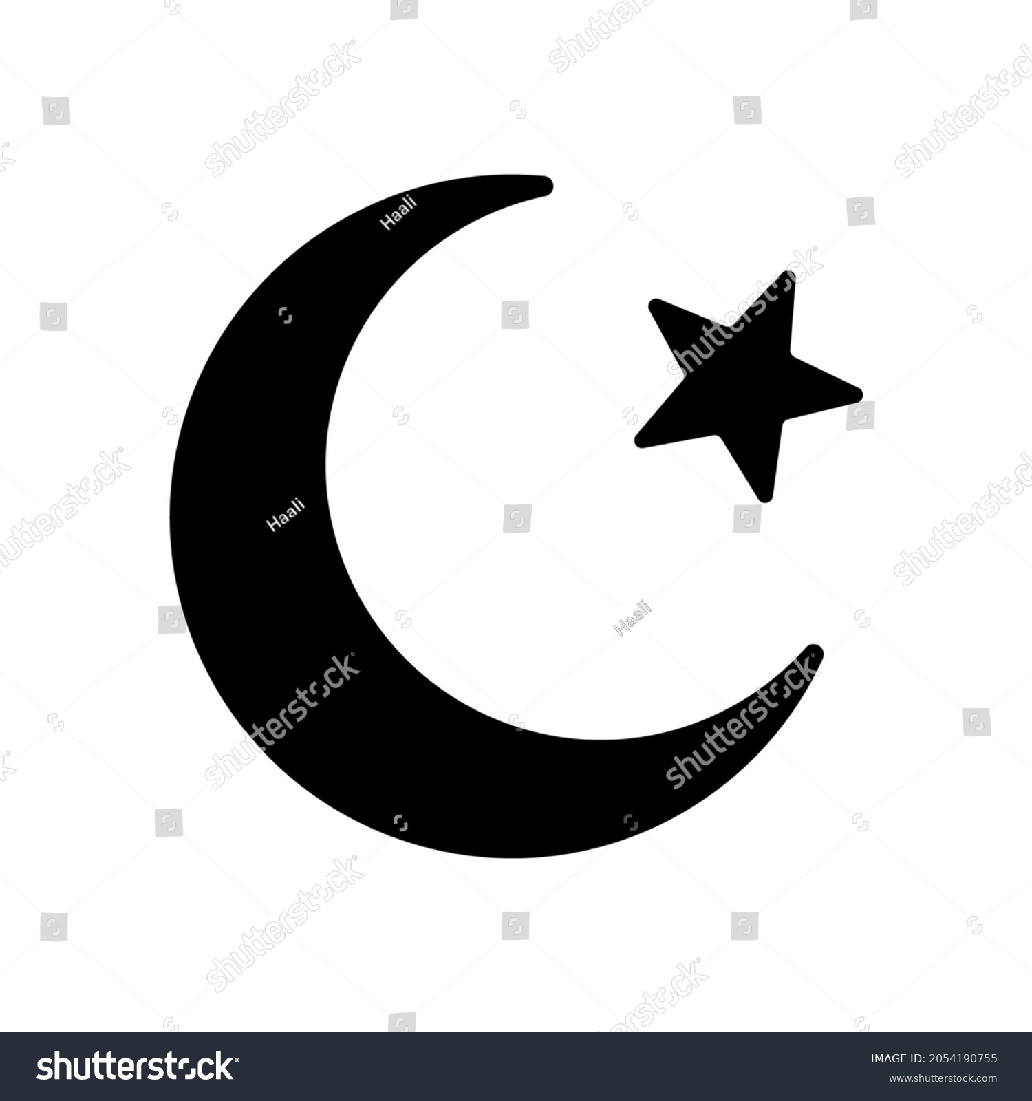 Crescent Moon Star Icon Religious Symbol Stock Vector (Royalty Free ...