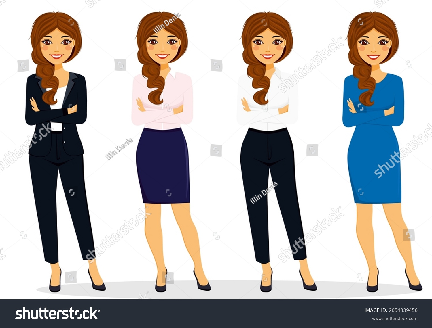 Set Young Women Different Clothes Business Stock Vector (Royalty Free ...