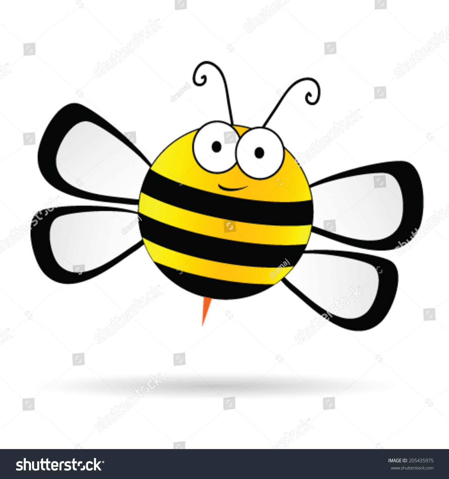 Cute Bee Vector Illustration On White Stock Vector (Royalty Free ...