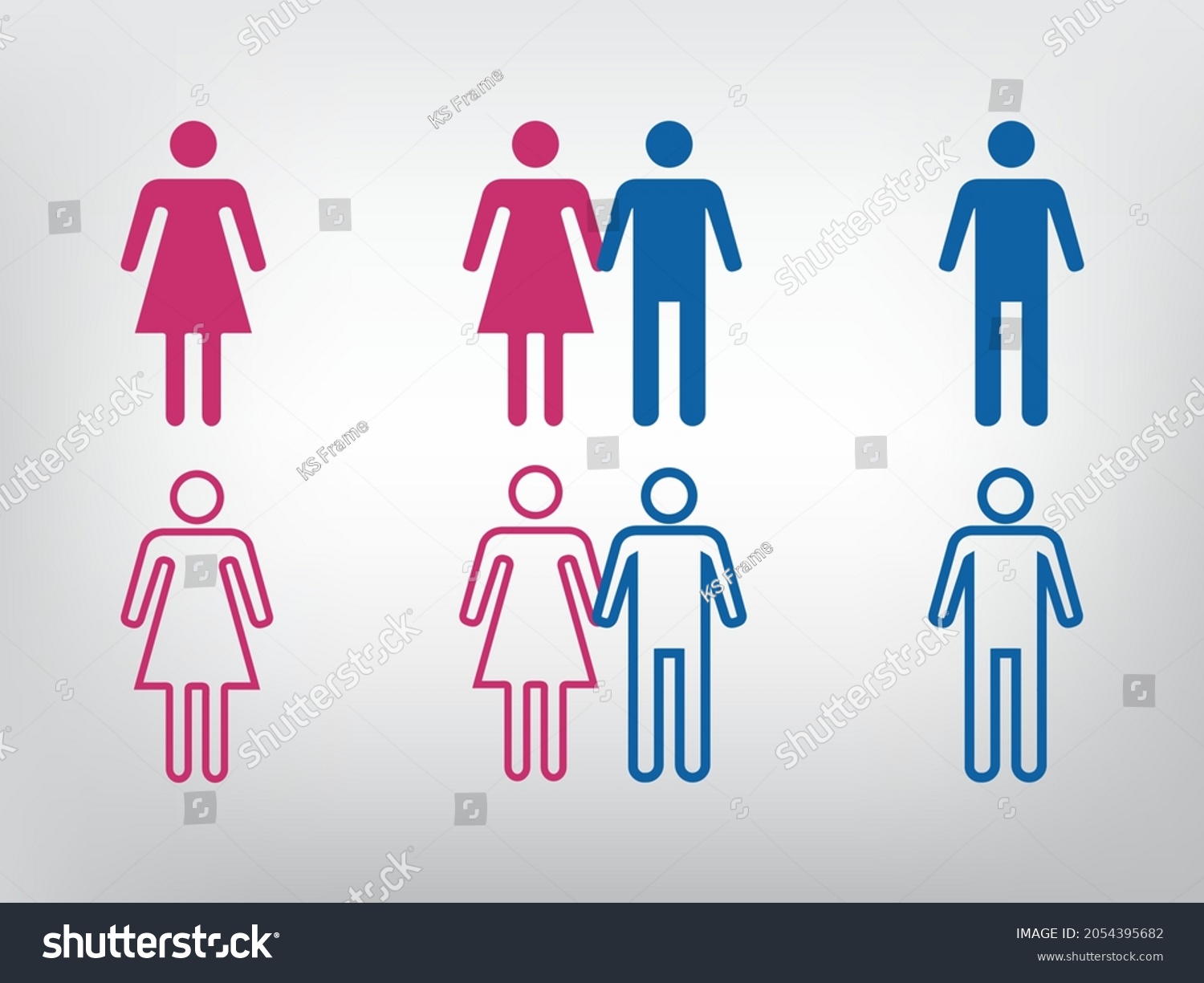 Man Woman Pictogram Isolated On White Stock Vector (Royalty Free ...