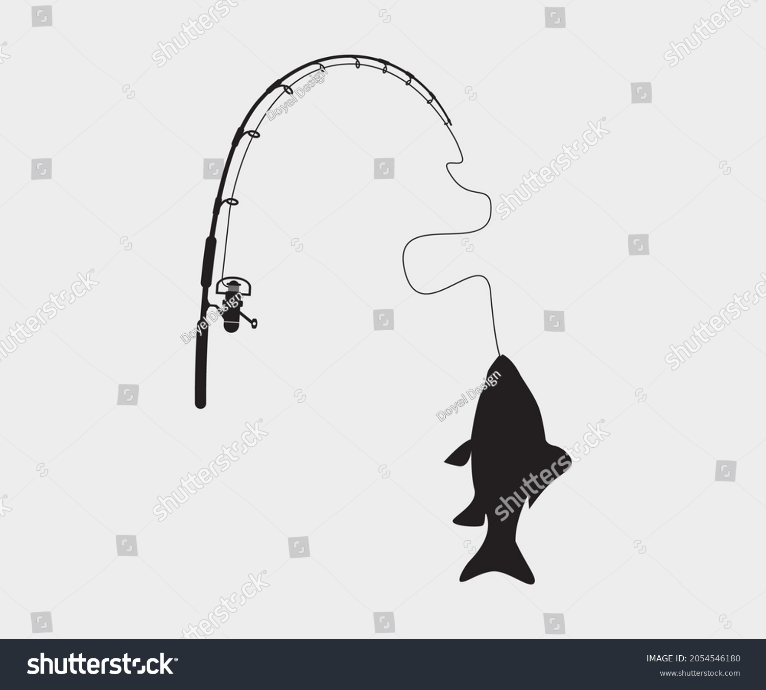 Fishing Rod Printable Vector Illustration Bass Stock Vector (Royalty ...