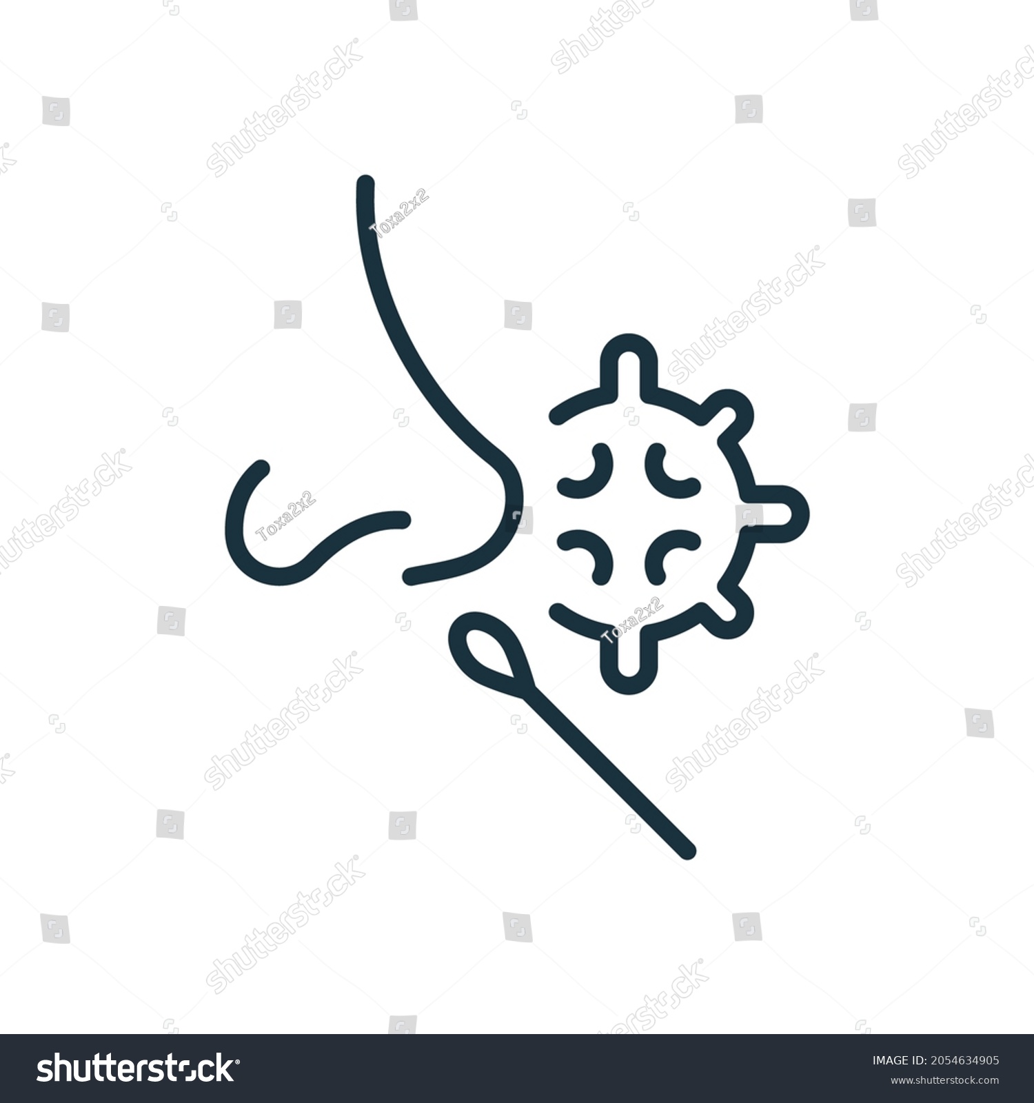 Nasal Analysis Swab Corona Line Icon Stock Vector (Royalty Free ...