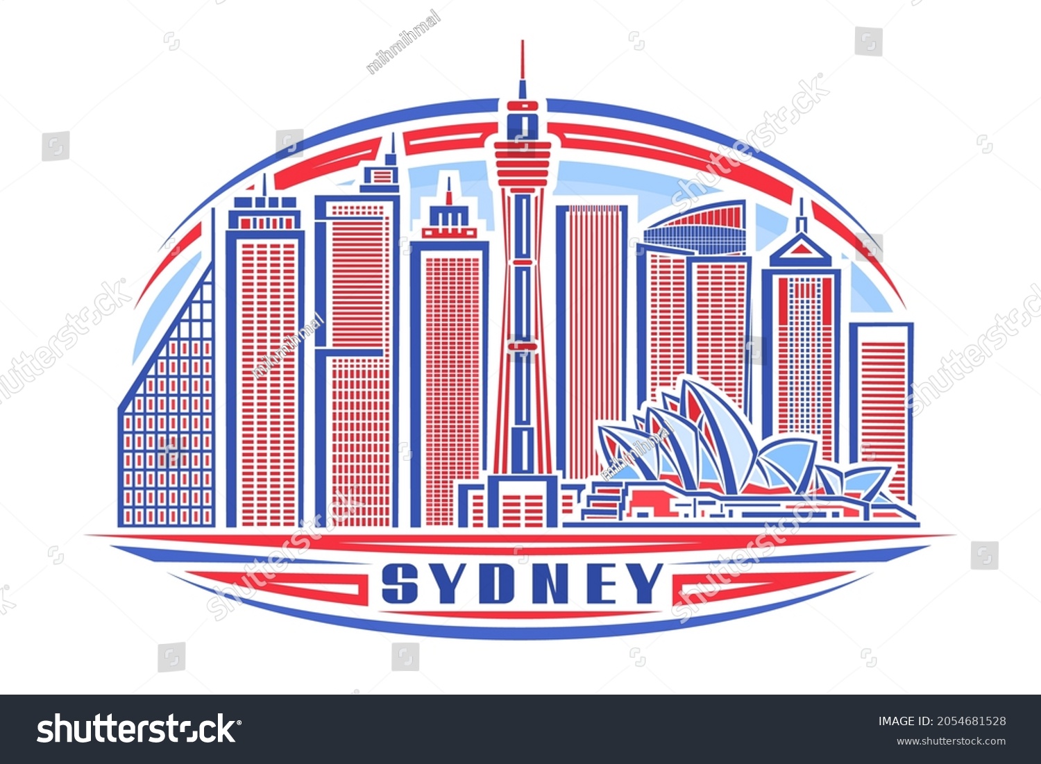 Vector Illustration Sydney Horizontal Poster Linear Stock Vector ...