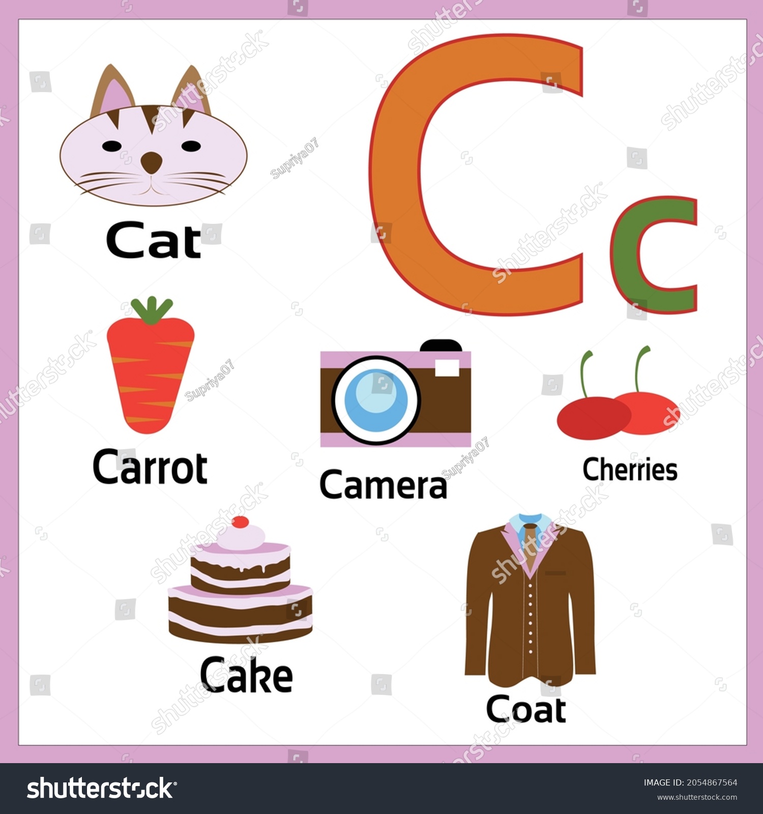 Objects Starting Alphabet C On White Stock Vector (Royalty Free ...