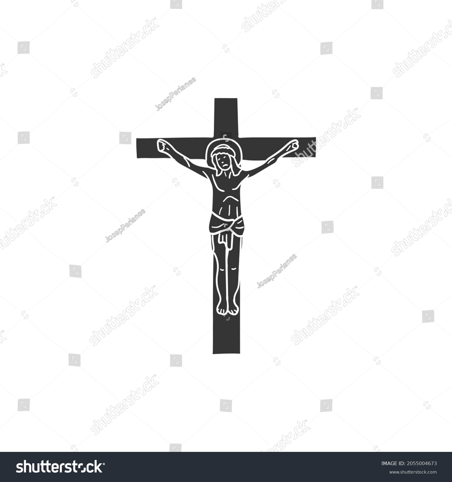 Jesus Cross Icon Silhouette Illustration Christian Stock Vector ...