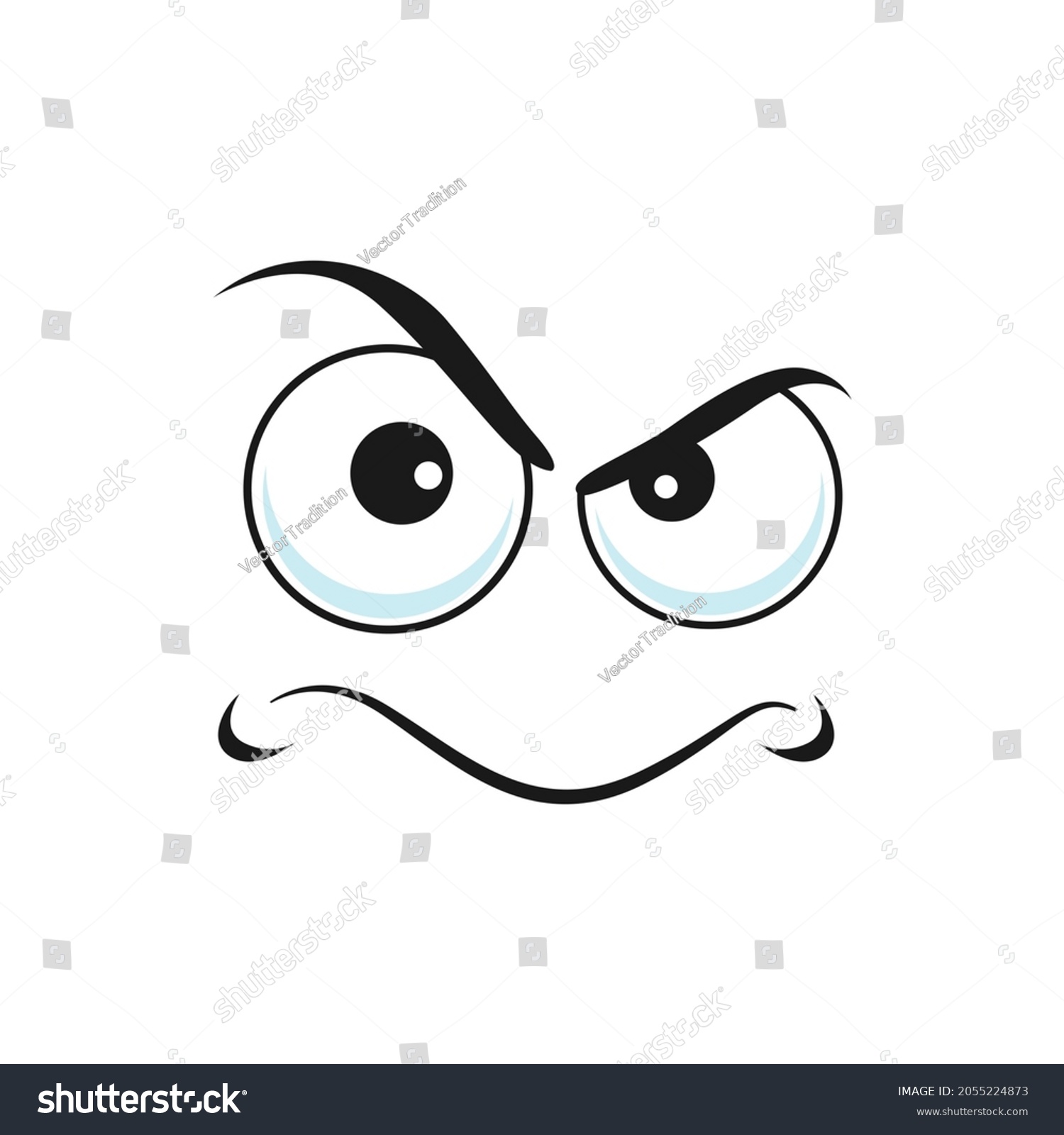 Grumpy Angry Wicked Emoticon Isolated Bad Stock Vector (Royalty Free ...