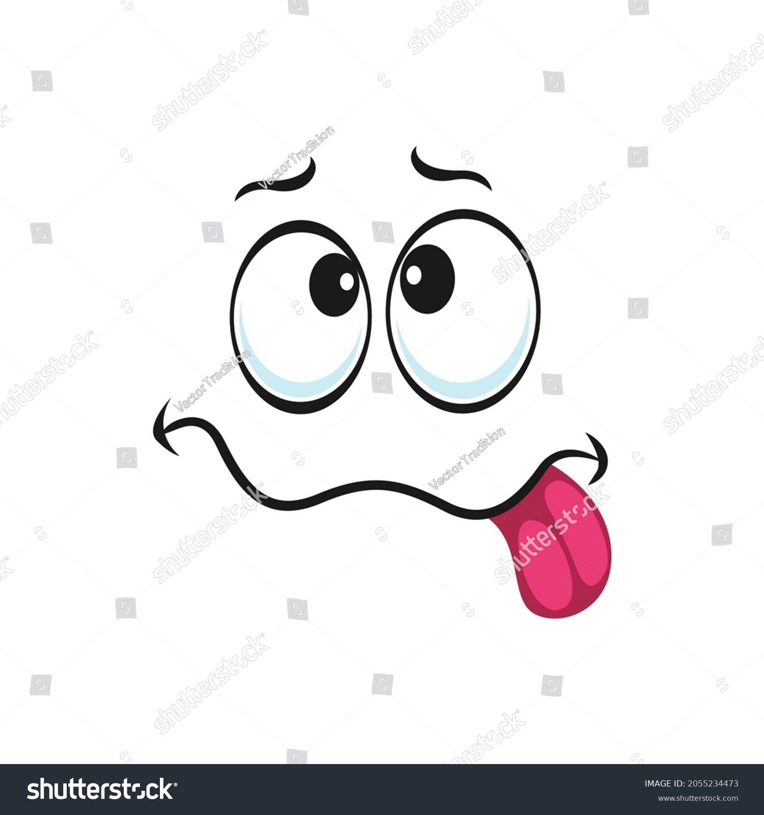 Strange Stupid Emoticon Teasing Person Curved Stock Vector (Royalty ...