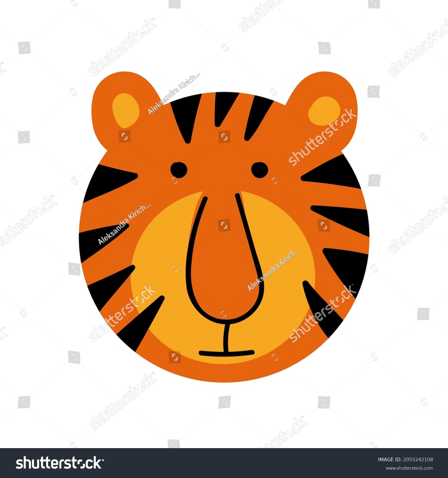 Tiger Face Vector Illustration Cartoon Tiger Stock Vector (Royalty Free ...