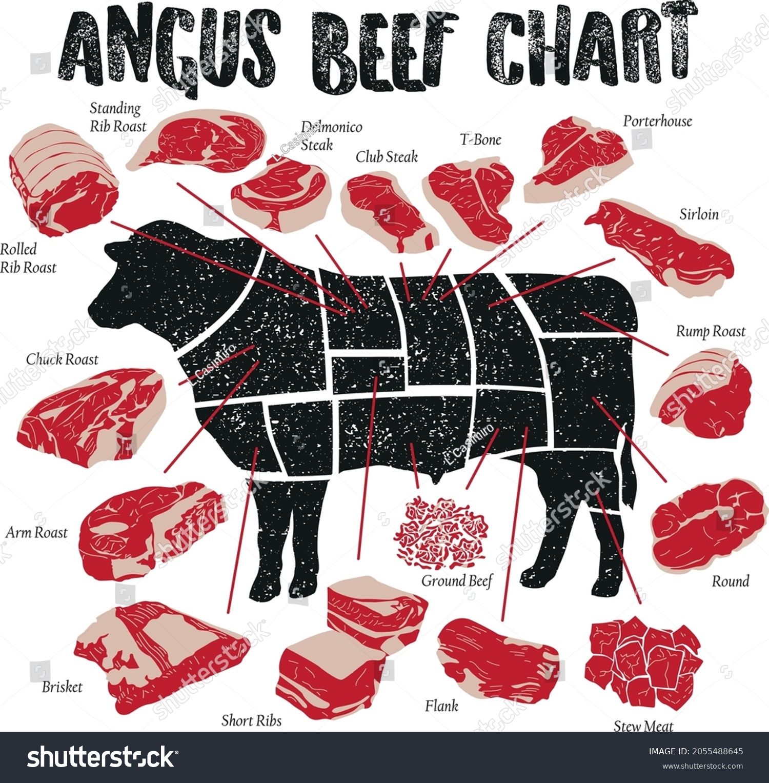 Angus-Rindfleischkarte: Stock-Vektorgrafik (Lizenzfrei) 11