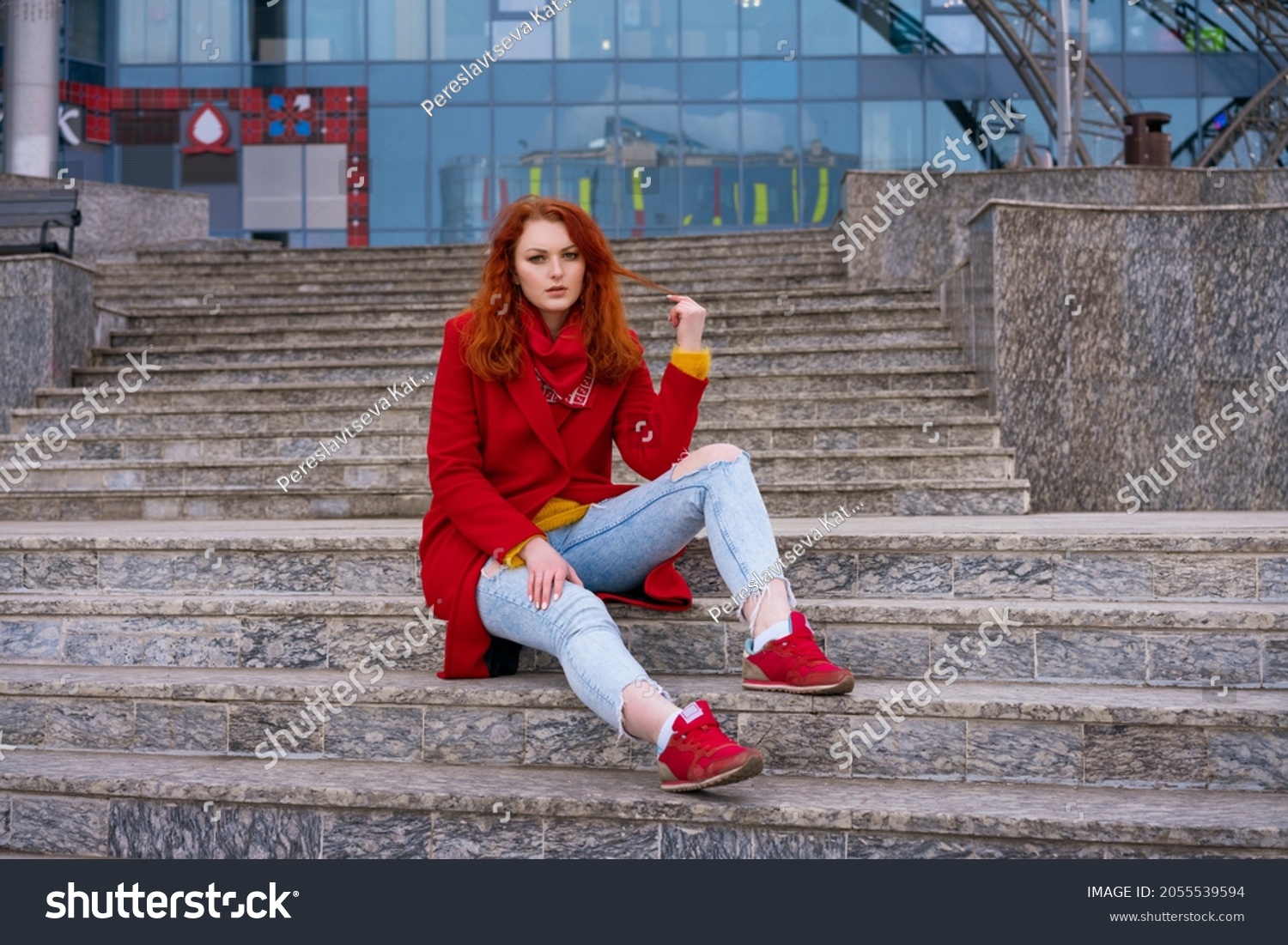 red sneakers jeans