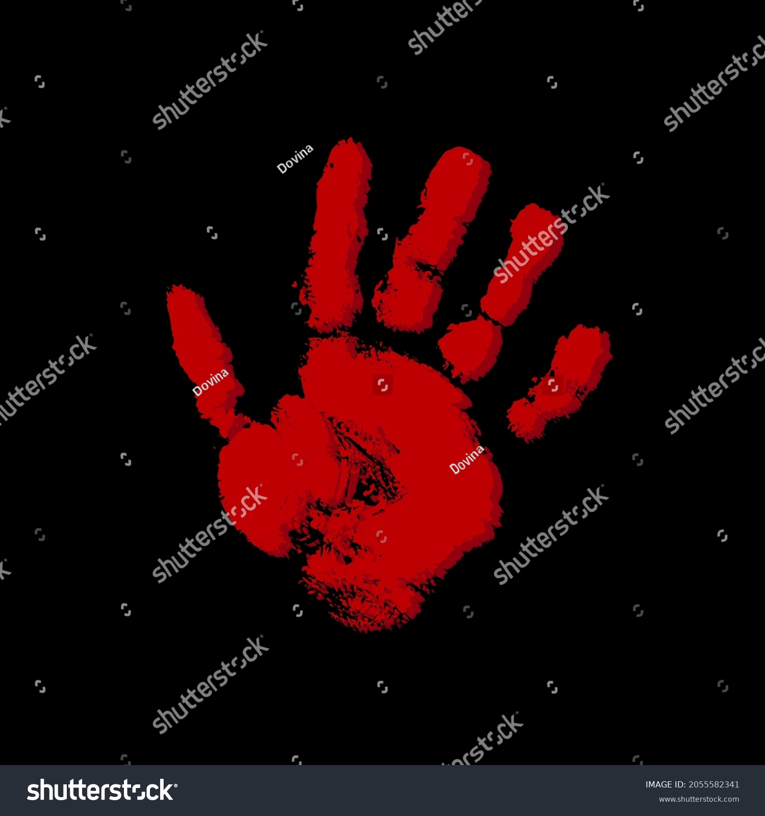 Blood Hand Print On Black Background Stock Vector (Royalty Free ...