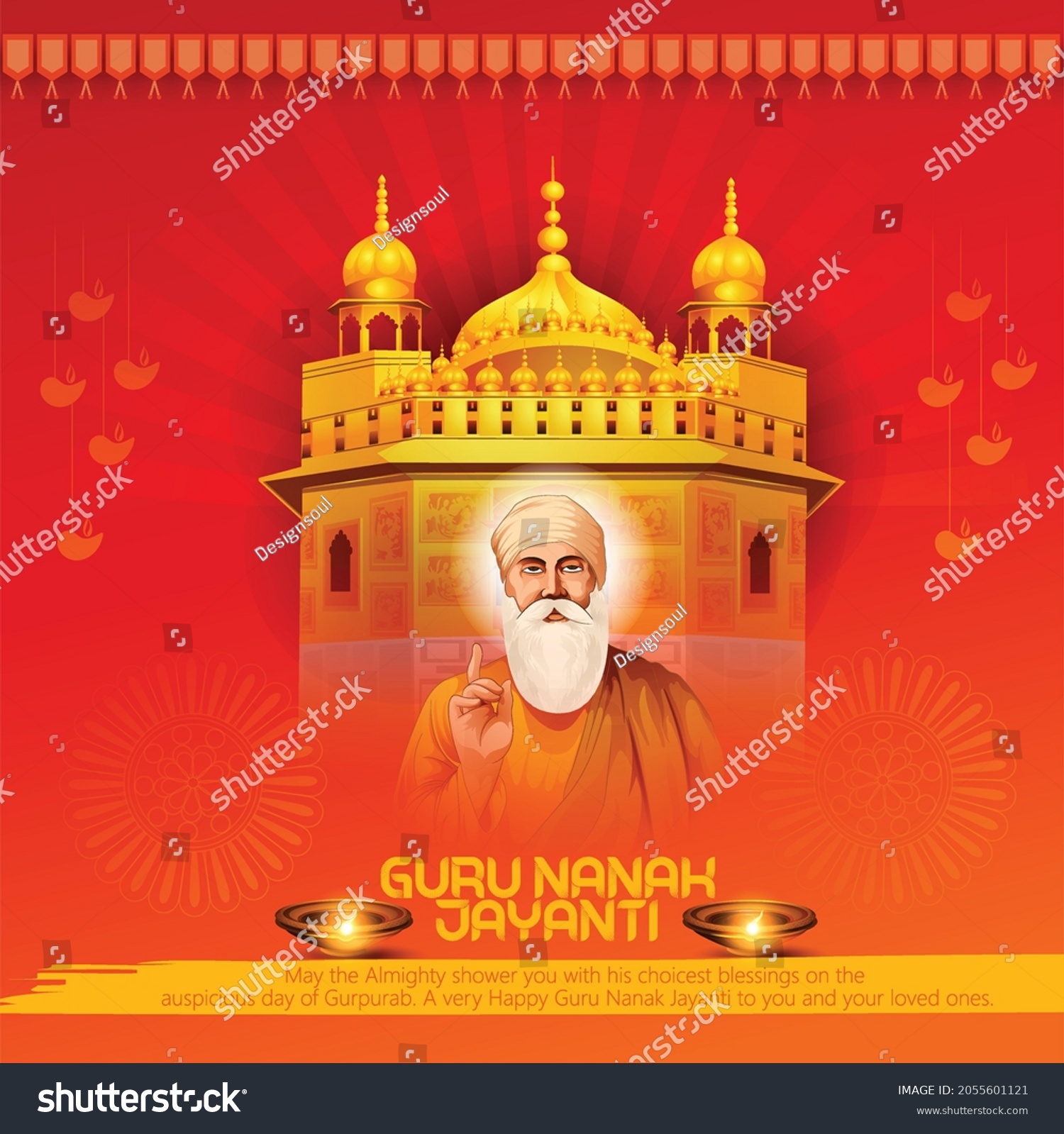 Guru Nanak Jayanti Birthday Illustration Guru Stock Vector (Royalty ...