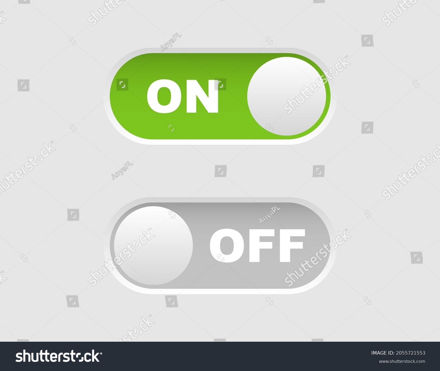 On Off Toggle Switch Slider Buttons Stock Vector (Royalty Free ...