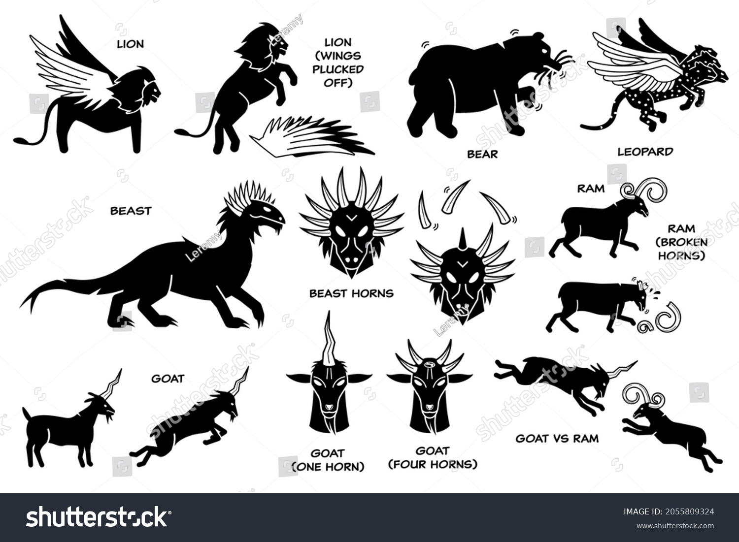 Daniel Dream Vision On Four Beasts Stock Vector (Royalty Free ...