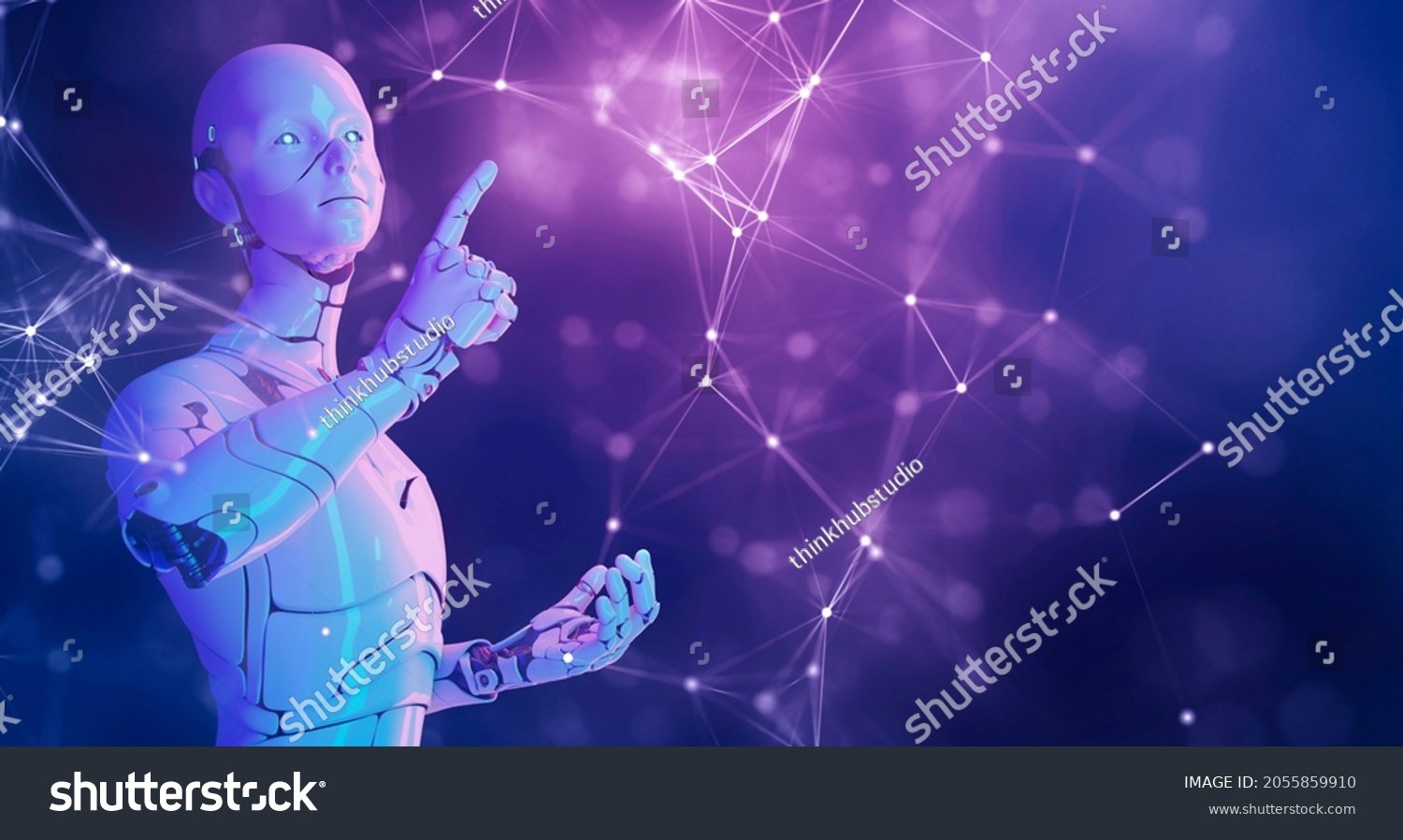 Artificial Intelligence 3d Robot Hand Finger Stock Illustration ...