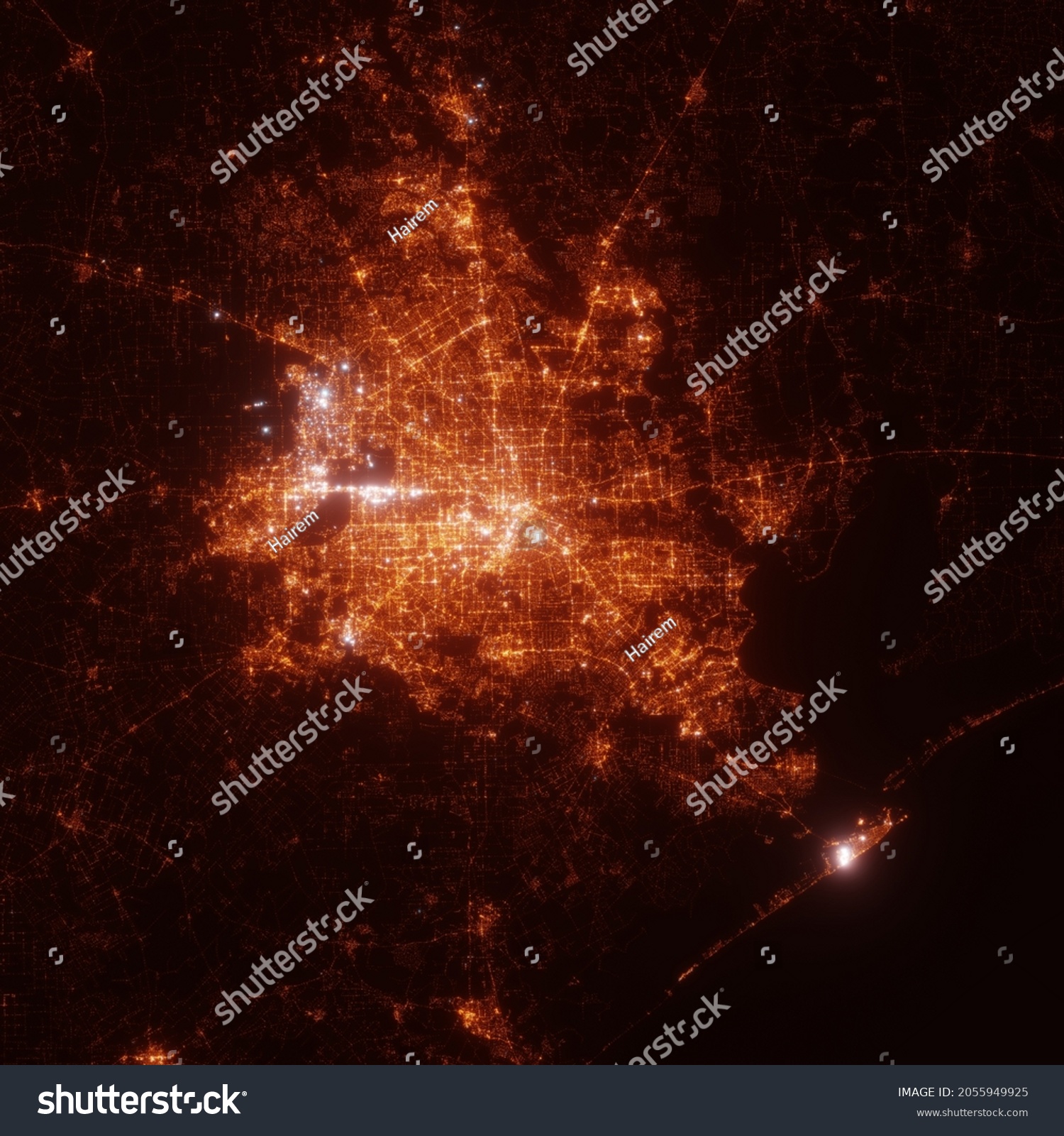 Houston City Lights Map Top View Stock Photo 2055949925 | Shutterstock