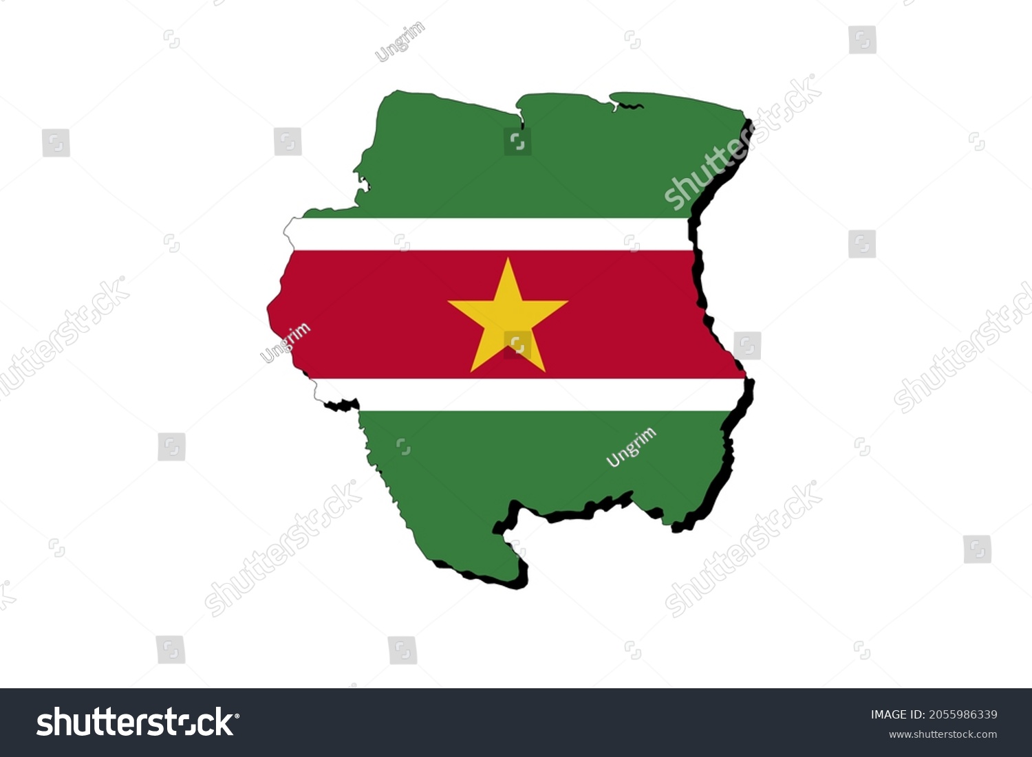 Outline Map Suriname National Flag Superimposed Stock Illustration ...