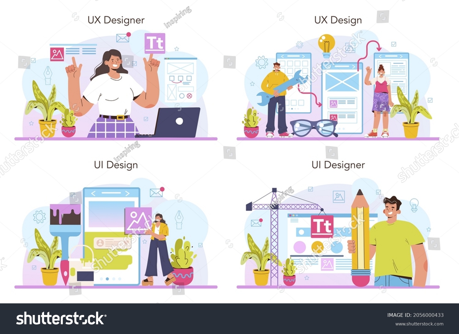 Ux Ui Designer Concept Set App Stock Vector (Royalty Free) 2056000433 ...