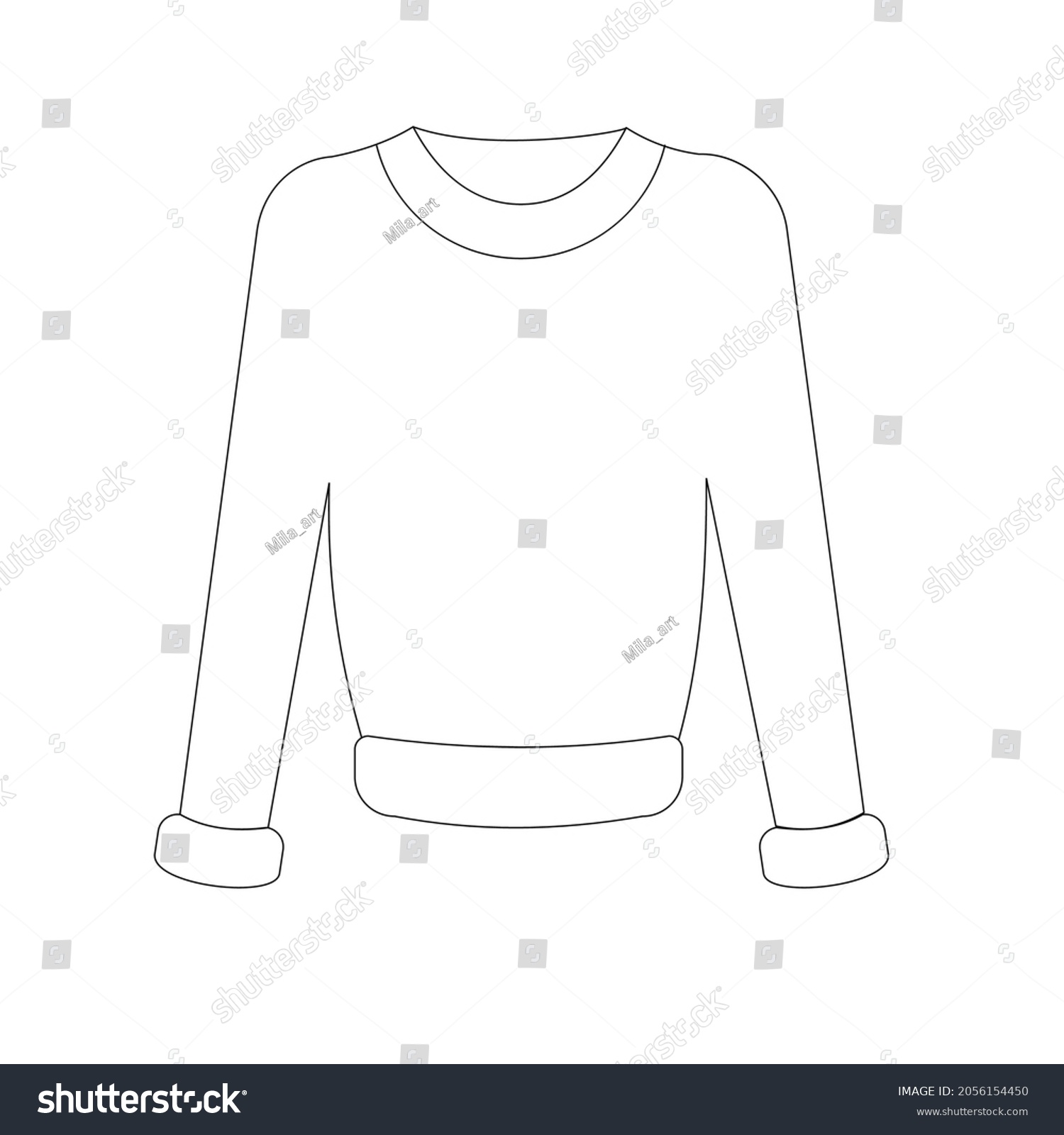 Contour Vector Illustration Sweatshirt Technical Drawing Stock Vector ...