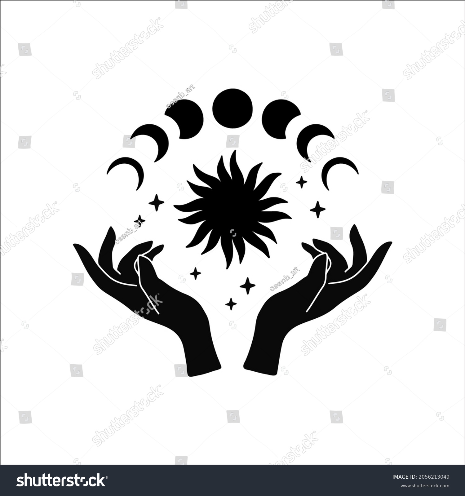 Contemporary Art Witch Hands Moon Phases Stock Vector (Royalty Free ...