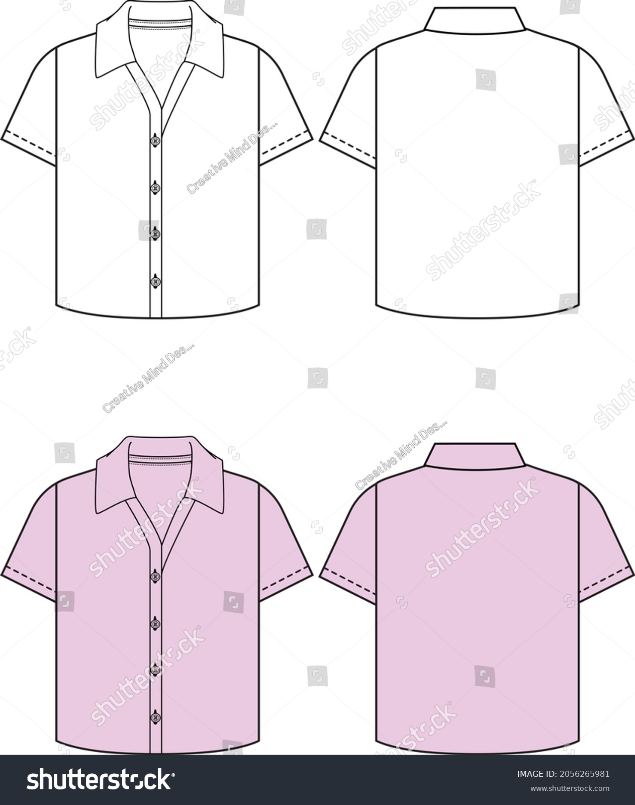 Shirt Fashion Flat Editable Templates Stock Vector (Royalty Free ...