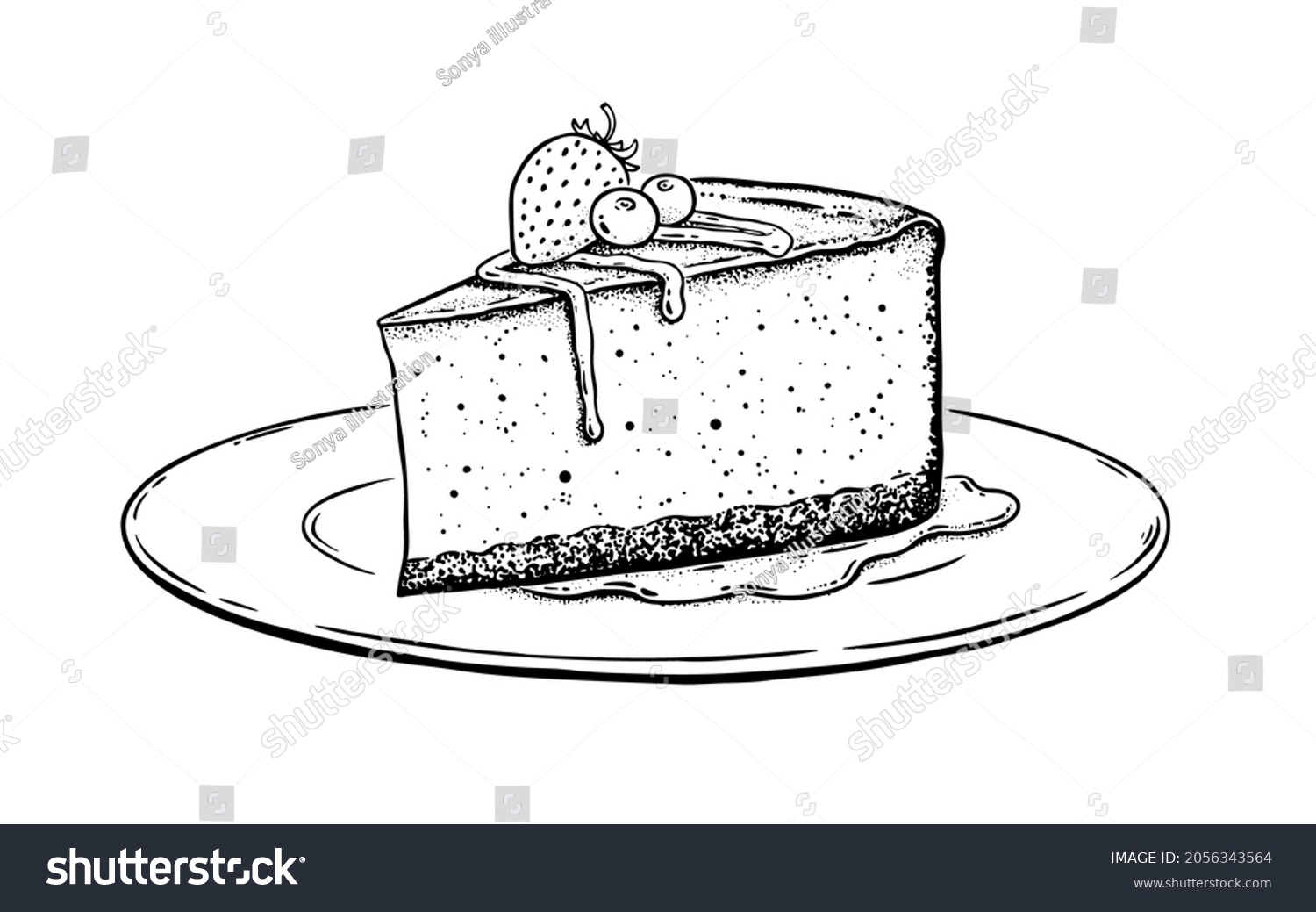 Кусочек торта рисунок карандашом