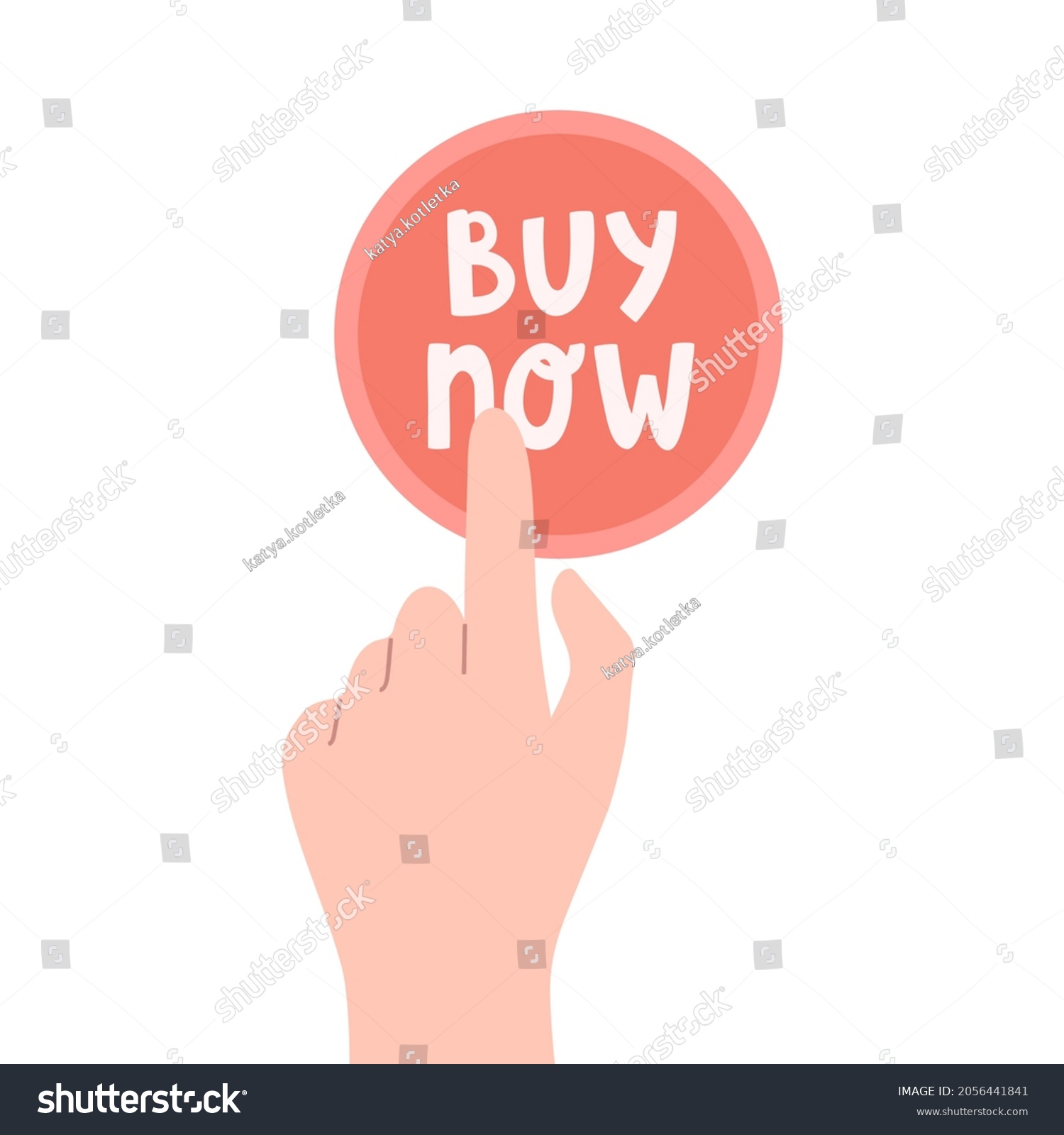 Cute Doodle Illustration Red Button Text Stock Vector Royalty Free