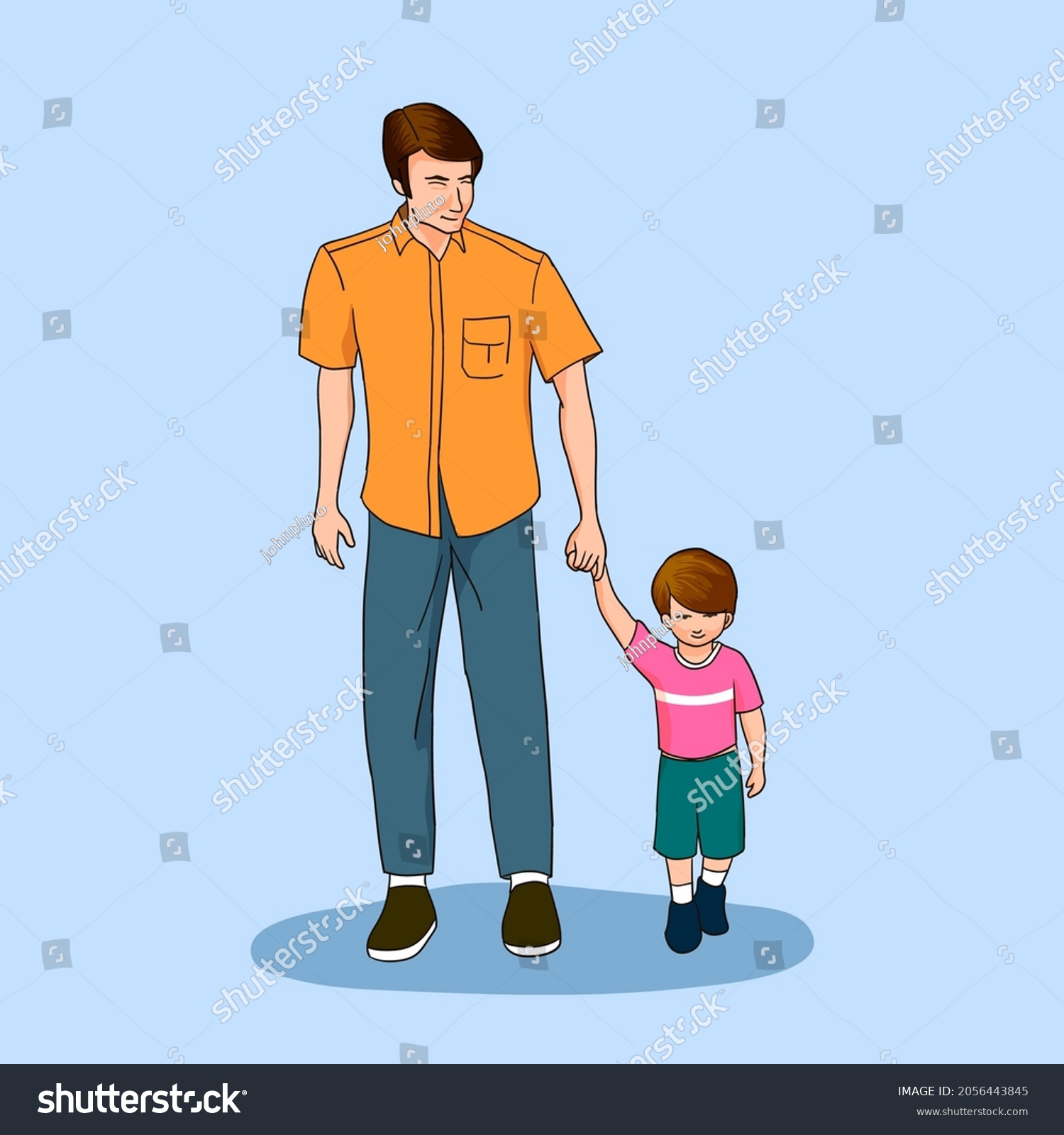 Father Son Walking Together Illustration Stock Vector Royalty Free 2056443845 Shutterstock 4716