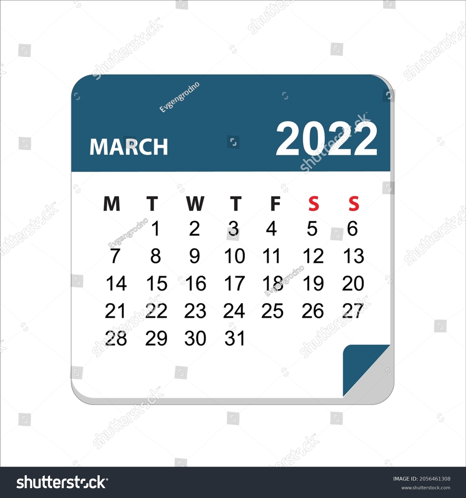 Month Calendar Isolated On White Background Stock Vector (Royalty Free ...