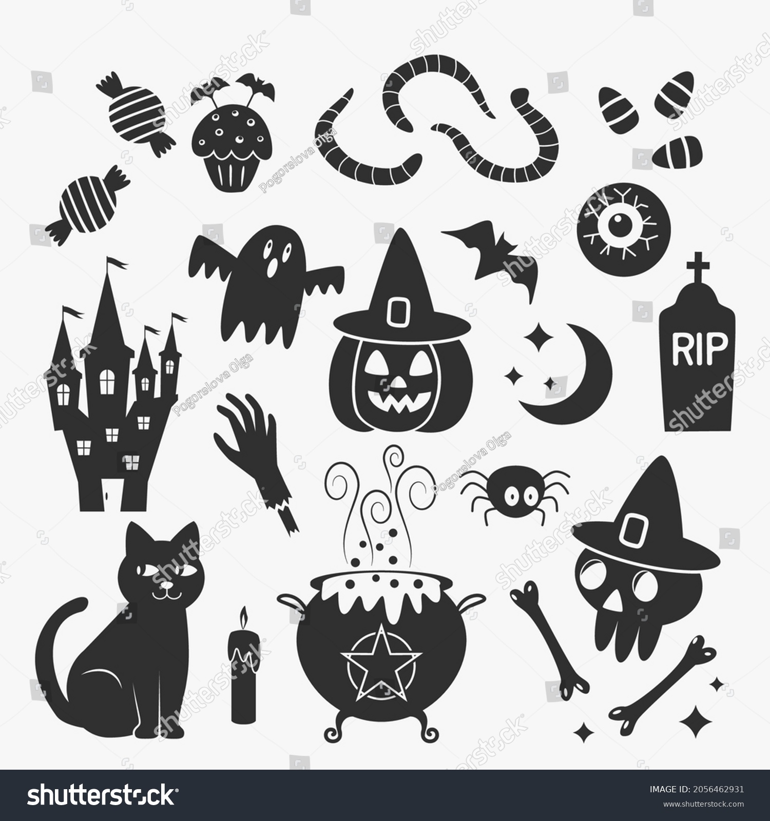 Set Badges Stickers Halloween Silhouette Jack Stock Vector (Royalty ...