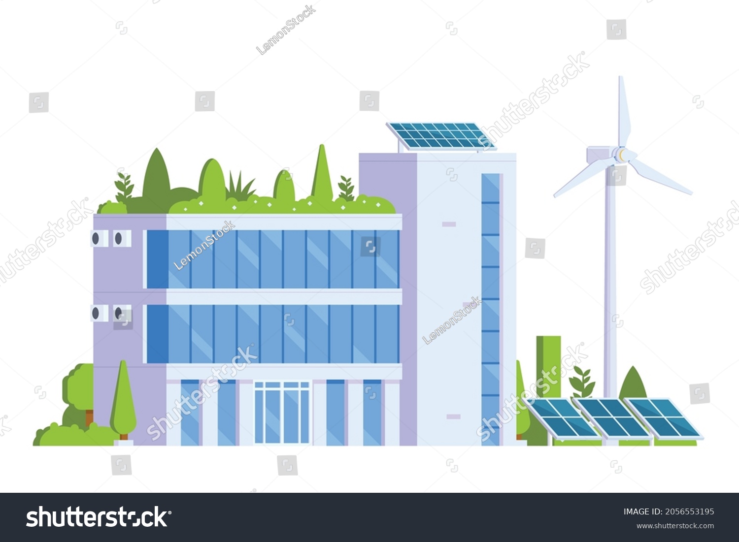 Vector Elements Representing Green Powered Building Stock Vector ...