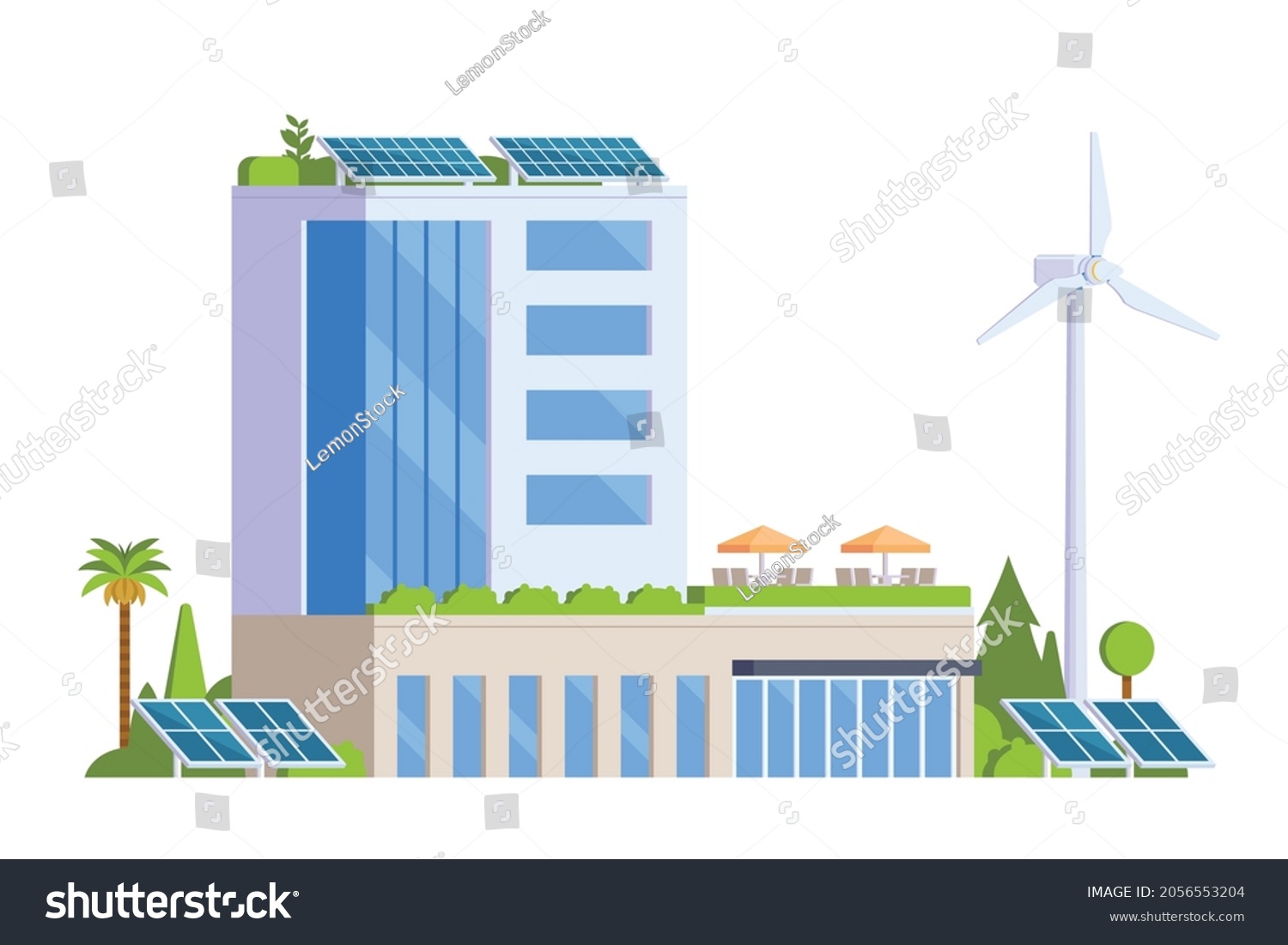 Vector Elements Representing Green Powered Building Stock Vector ...