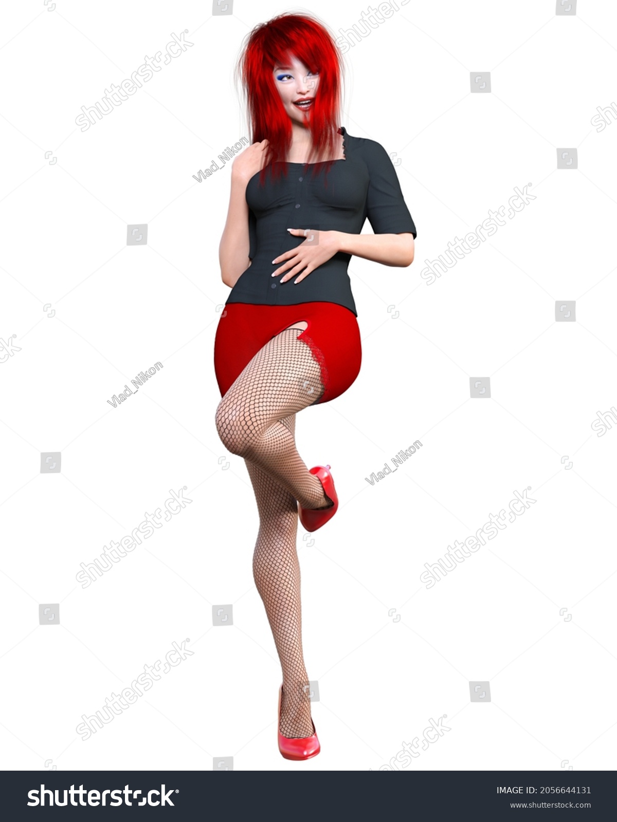 Sexy Japanese Secretary Mini Skirt Stockingbeautiful Stock Illustration