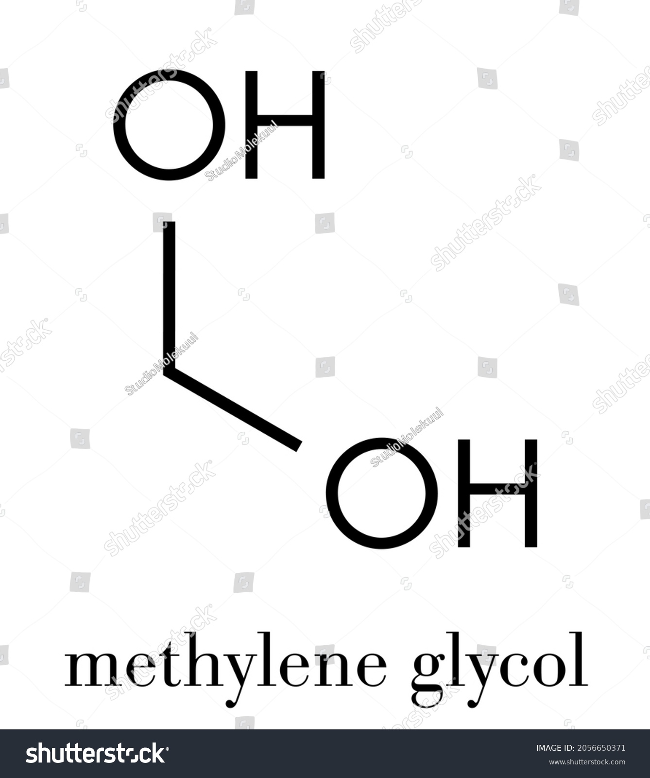 Methylene Glycol Methanediol Formaldehyde Monohydrate Molecule Stock ...