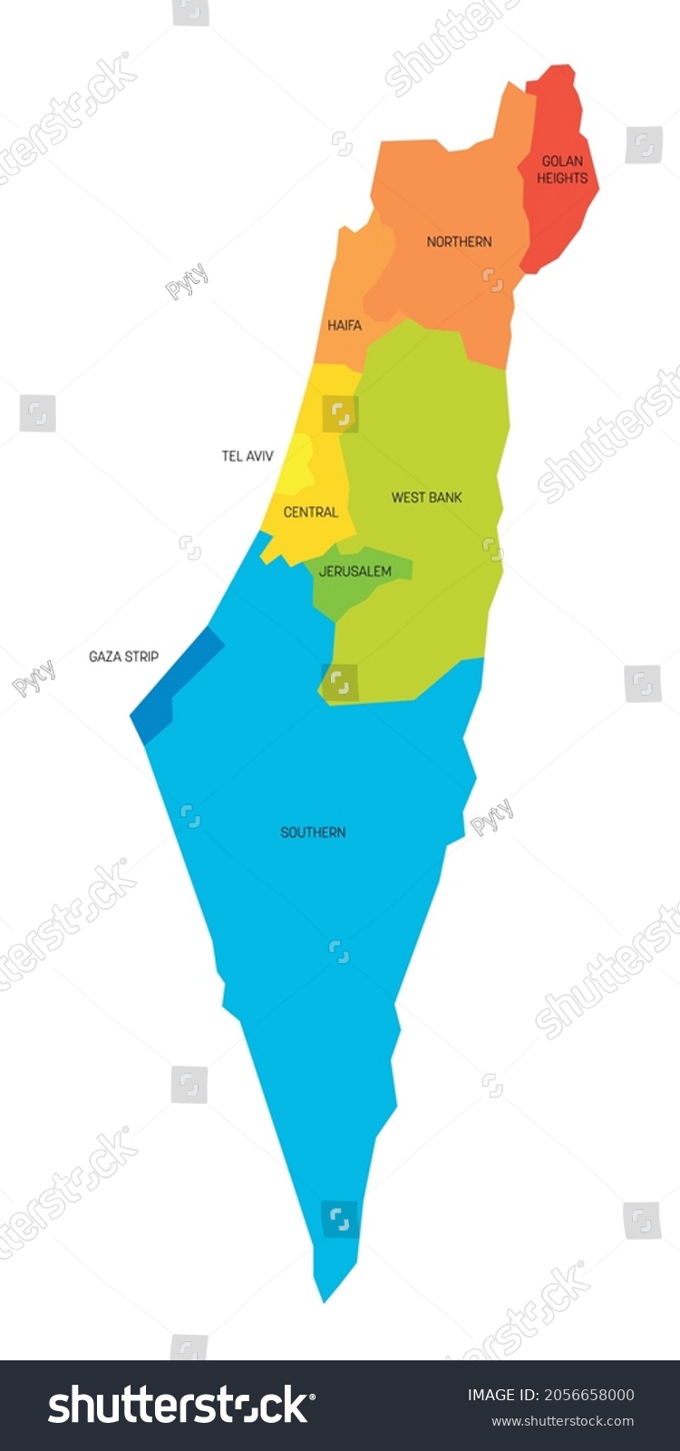 Colorful Political Map Israel Administrative Divisions Stock Vector ...