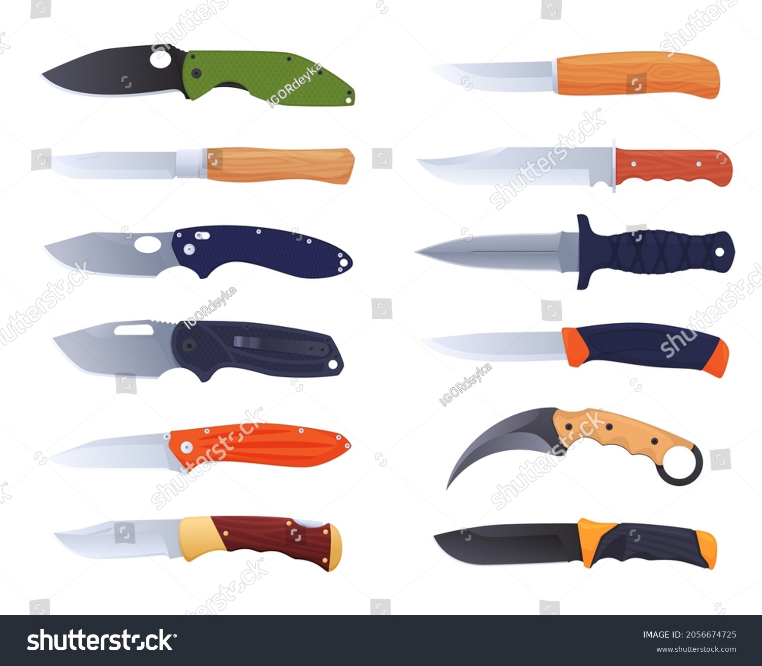 Knife Set Collection Knives Various Purposes Stock Vector (Royalty Free ...