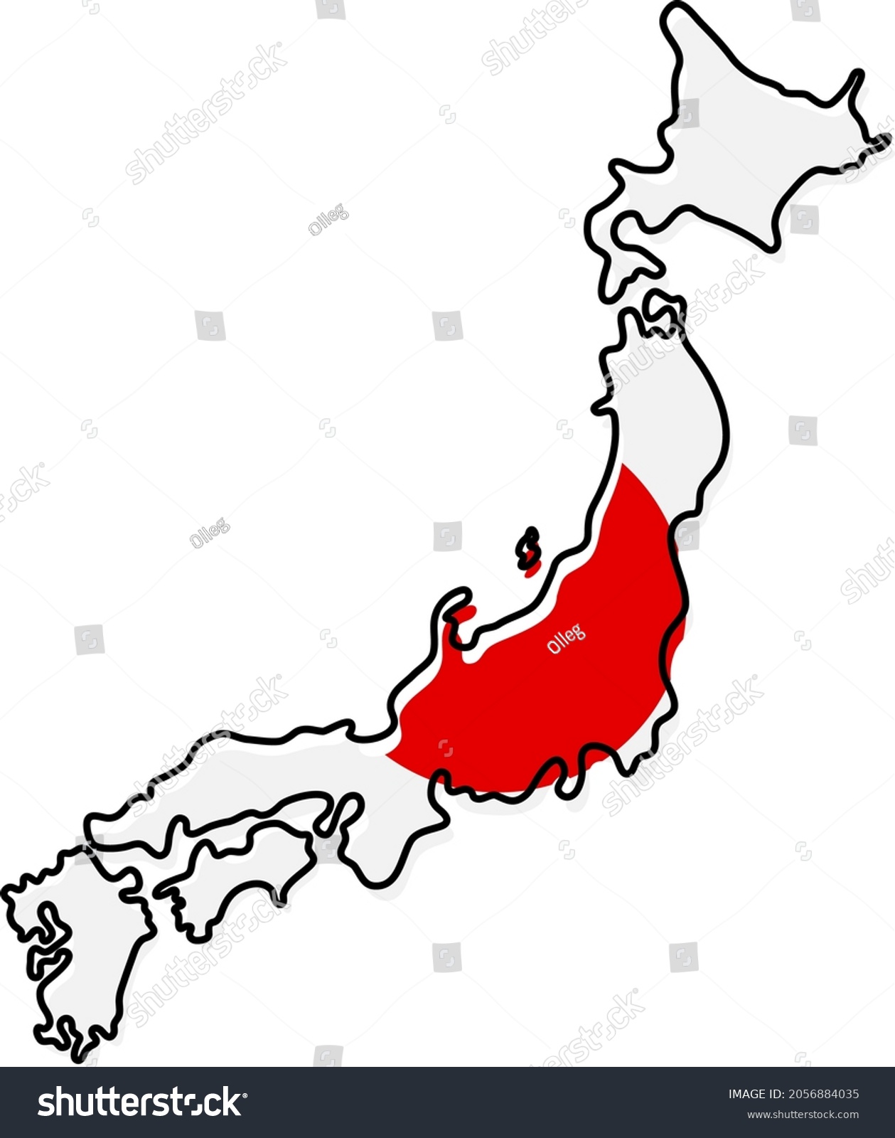 Stylized Outline Map Japan National Flag Stock Vector (Royalty Free ...