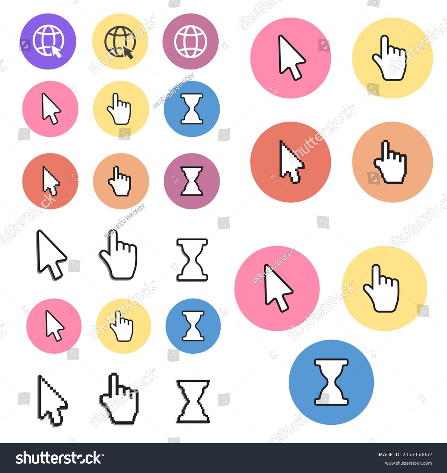 Pixel Cursors Icons Mouse Hand Arrow Stock Illustration 2056950062 Shutterstock 3049