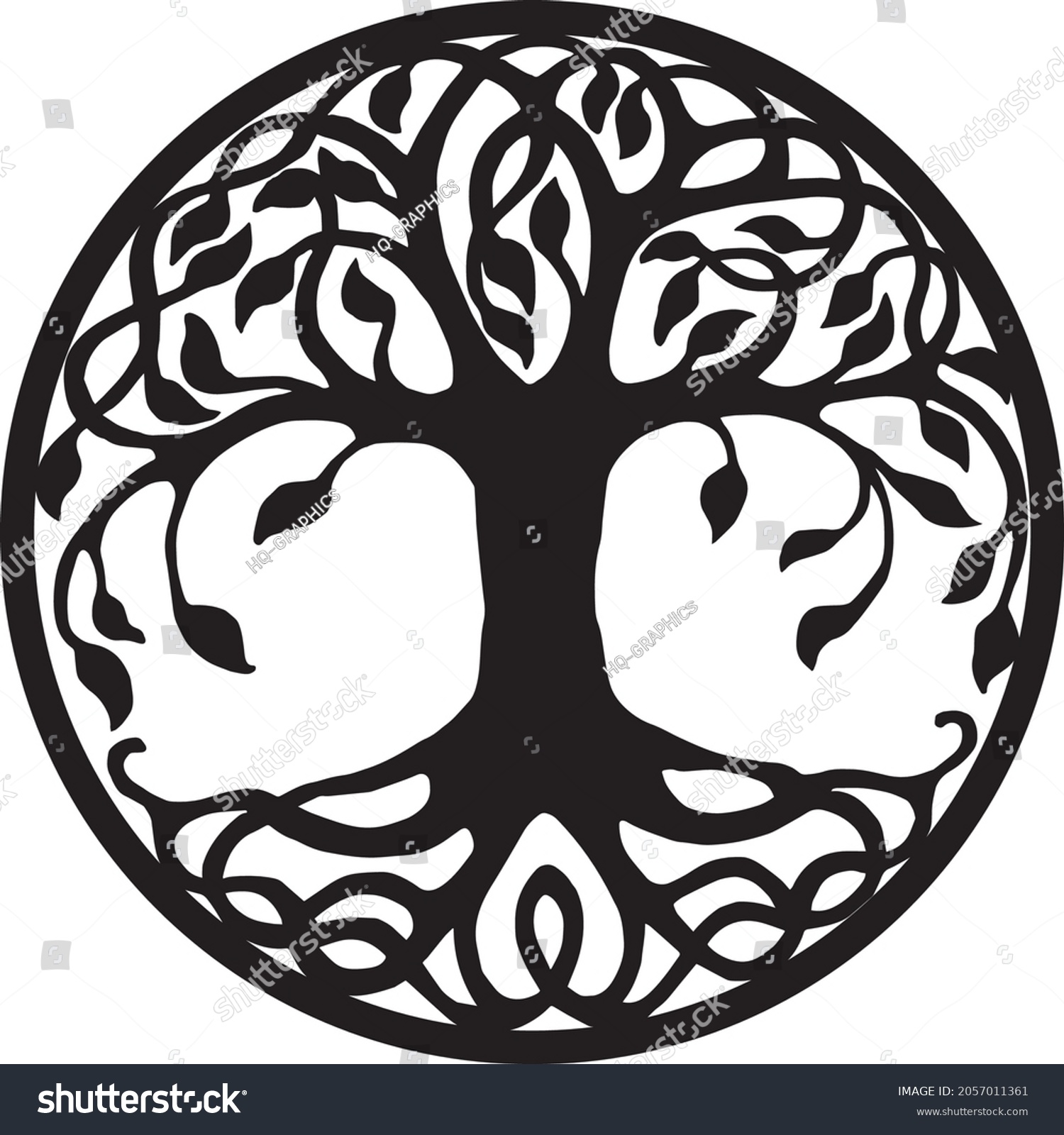 Tree Life Black Vector On White Stock Vector (Royalty Free) 2057011361 ...