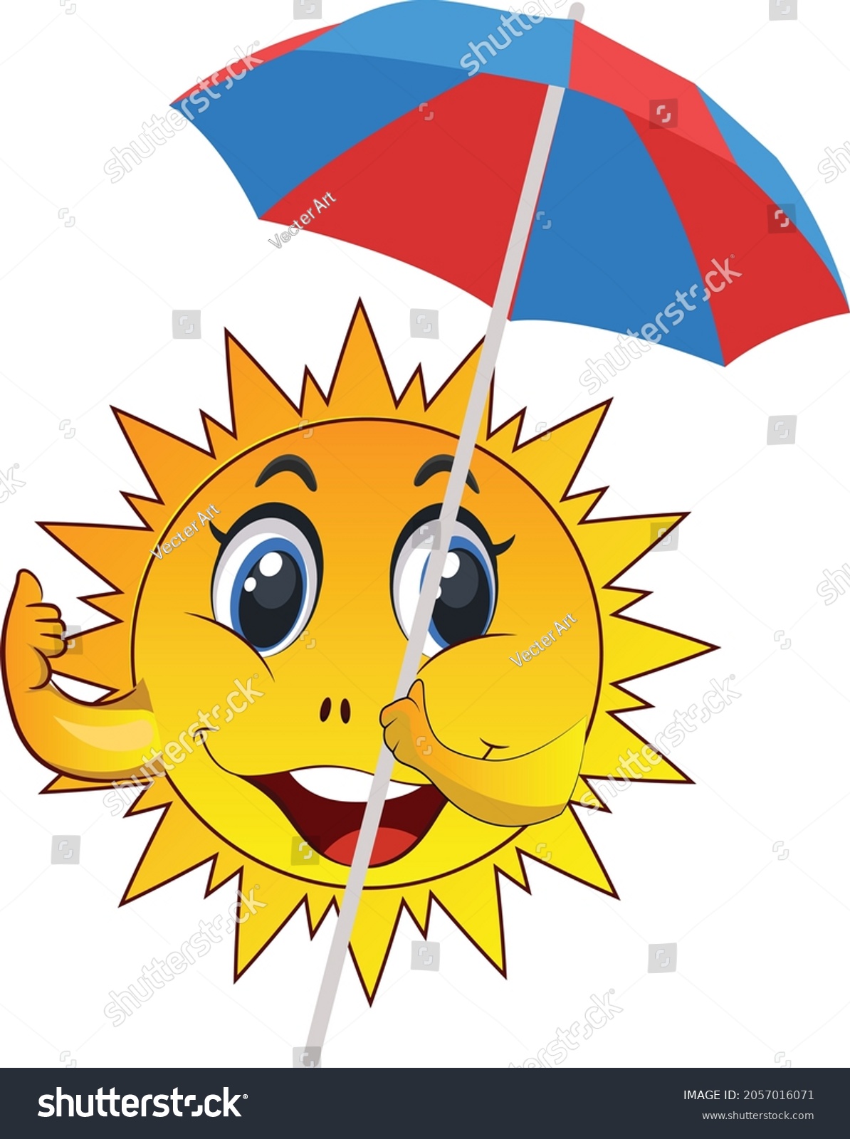 Sun Umbrella Cartoon Vector Art Illustration Stock Vector (Royalty Free ...