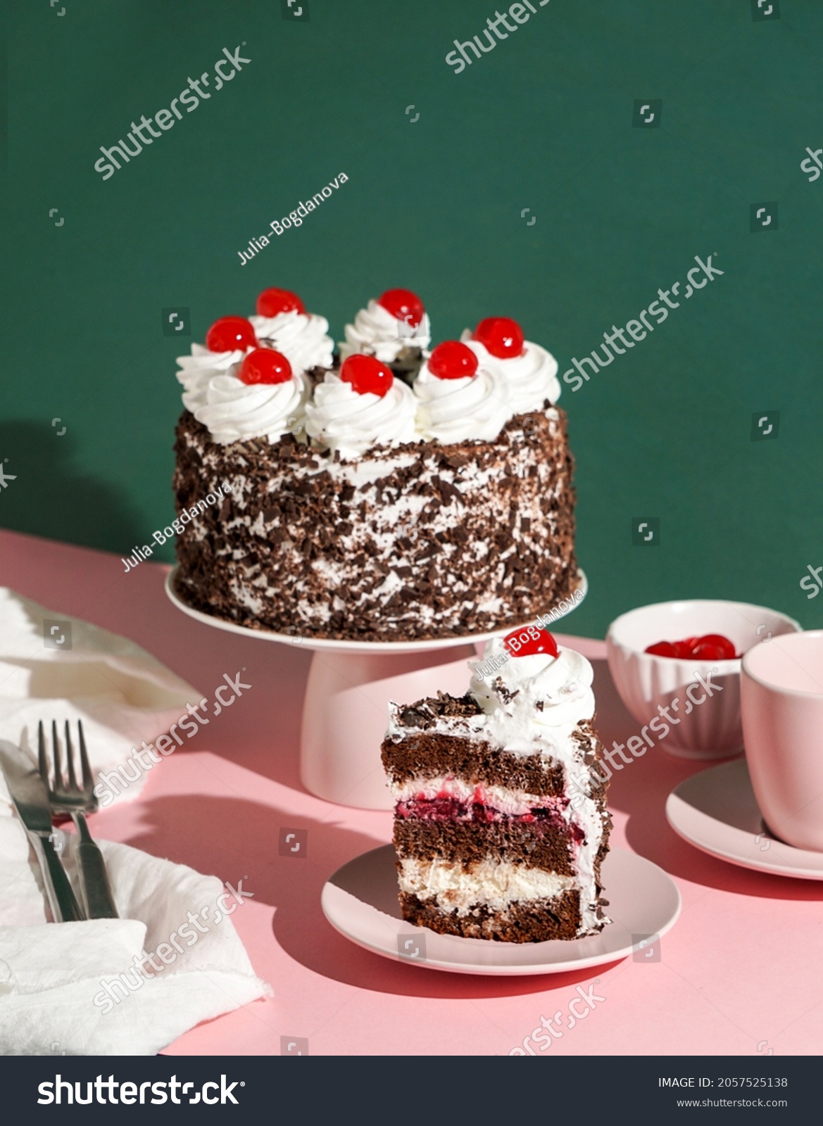 Schwarzwalder Kirschtorte Black Forest Cake Harsh Stock Photo ...